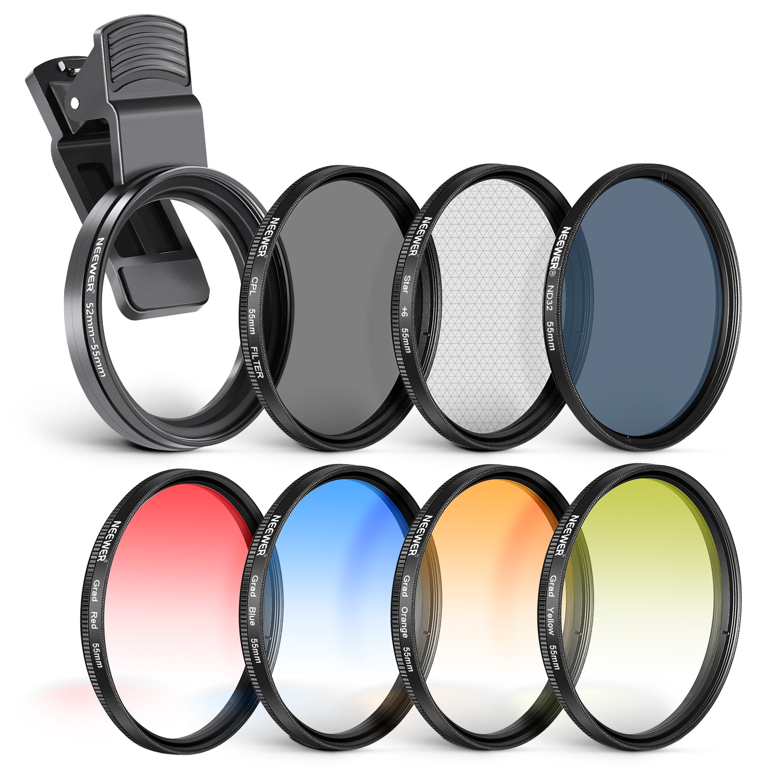 NEEWER Clip-On Camera Lens Filters Kit for iPhone, Android Smartphones & DSLR Cameras - Enhance Photos & Videos for Social Media, Vlogging, and Professional Photography