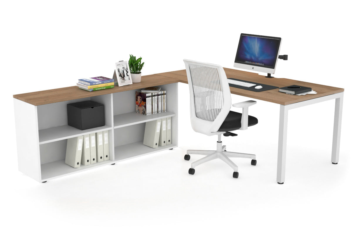 Quadro Square Executive White Frame Office Desk [1600L x 800W with Cable Management] - Perfect for Modern Workspaces & Home Offices