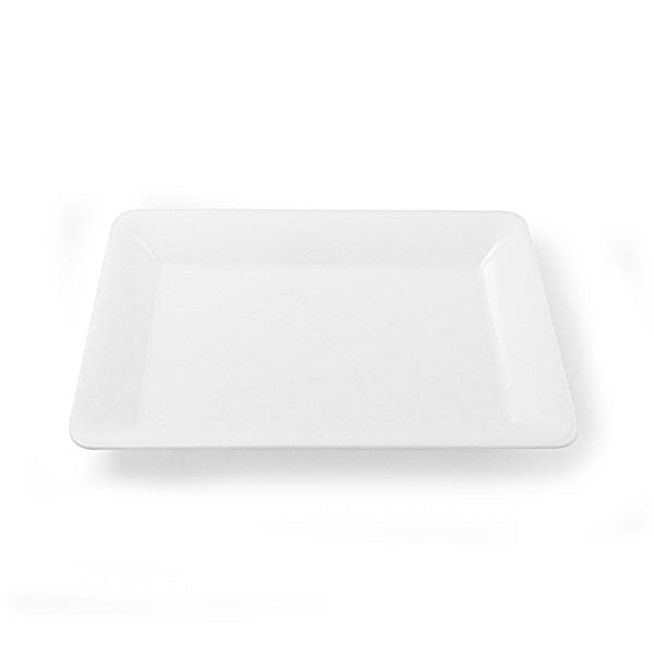 White Plastic Rectangular Serving Tray - Set of 2 - Durable & Lightweight Serving Platter for Parties, Buffets, and Home Decor