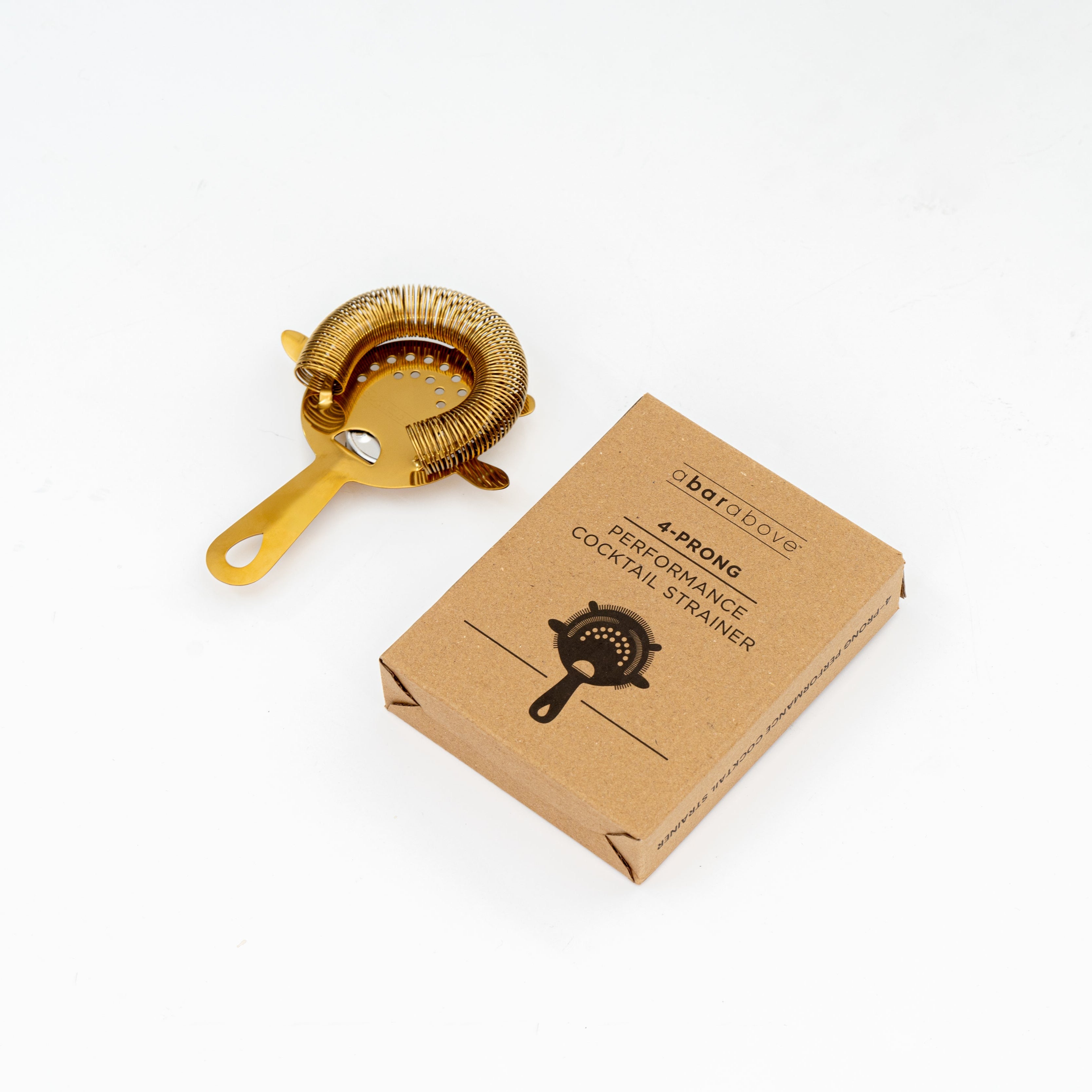 Premium 4-Prong Hawthorne Cocktail Strainer in Gold - Perfect for Mixing Classic & Craft Cocktails at Home or Bar Use