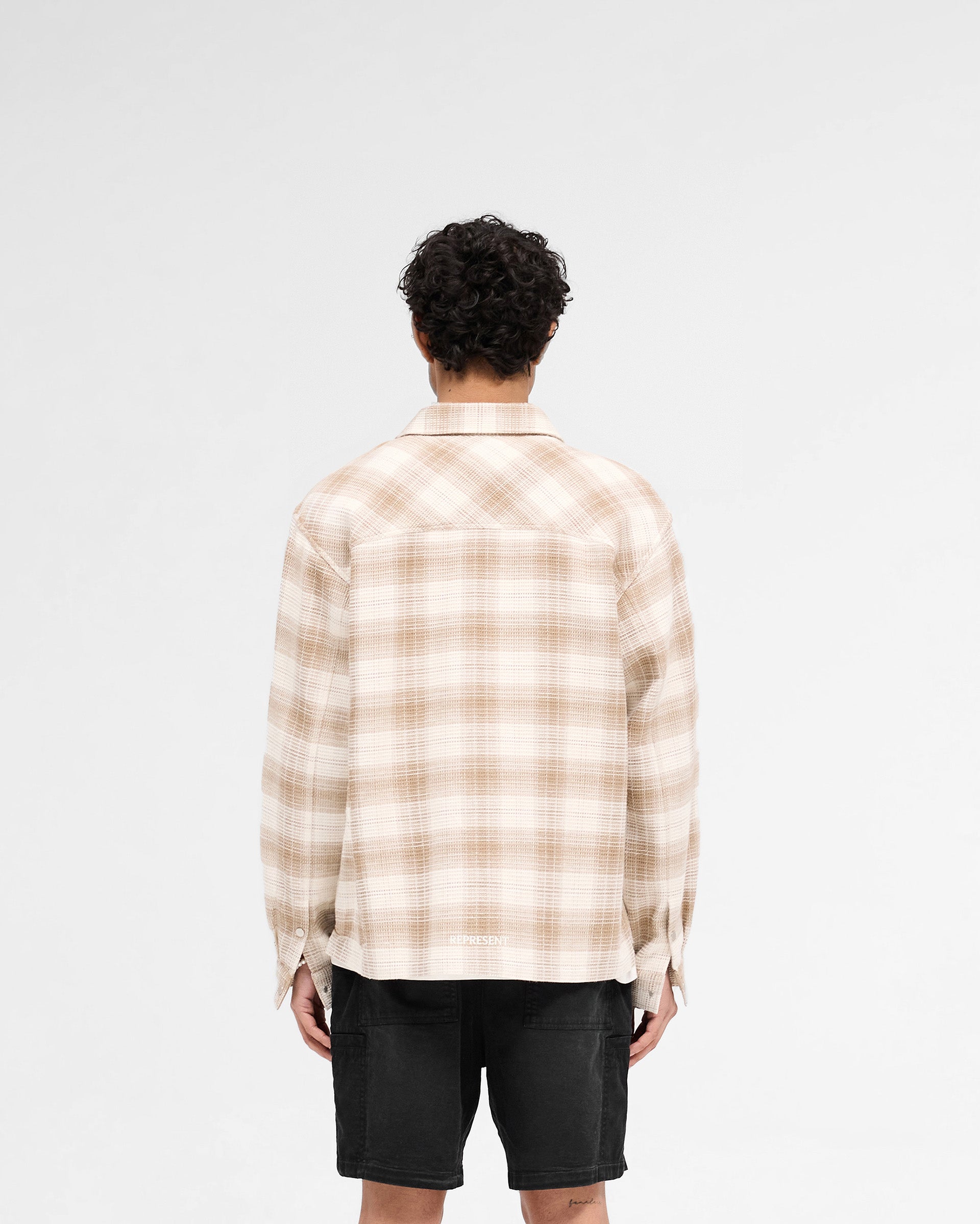 Waffle Flannel Shirt for Men - Mid Brown Plaid Long Sleeve Button Down Shirt | Cozy Fall & Winter Layering, Outdoor Camping, Casual Workwear