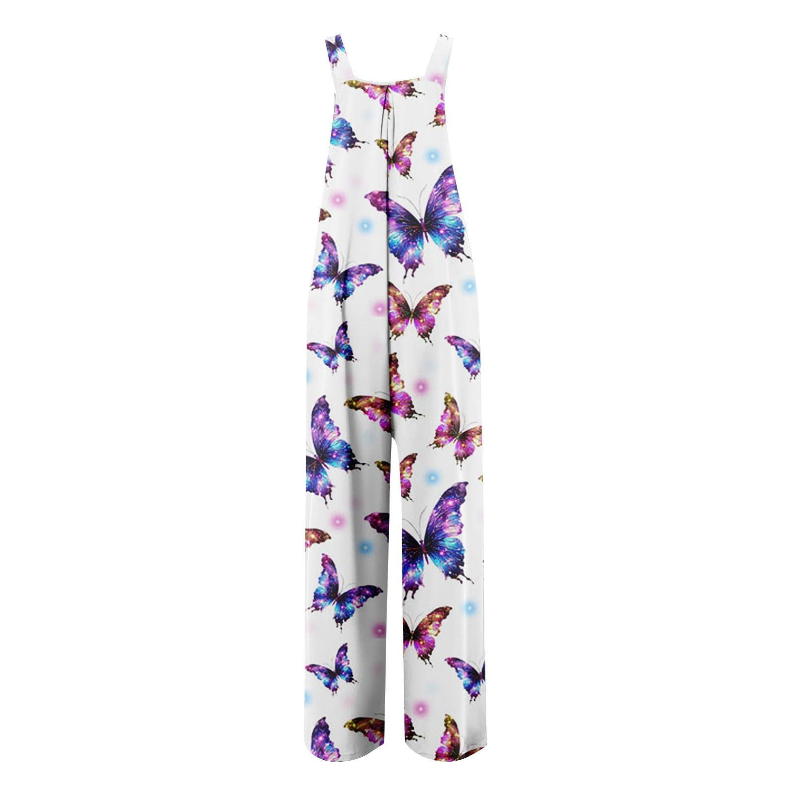 WANZZXCSL Women's Casual Print Wide Leg Jumpsuit - Sleeveless Romper with Loose Straps & Pockets | Perfect for Summer Outfits, Beach Wear & Casual Outings