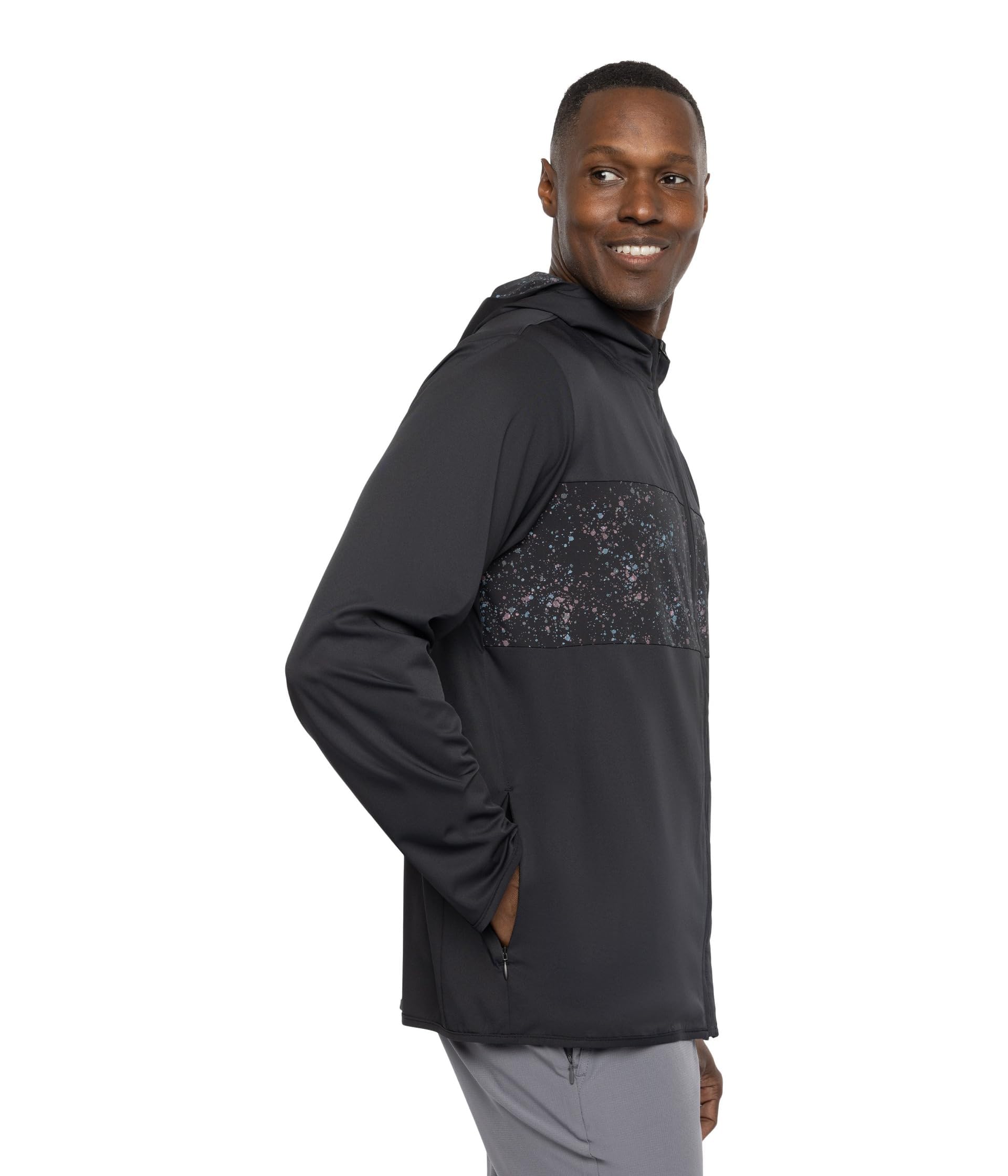 TravisMathew Splatter Tech Hoodie for Men - Black, Medium | Comfortable & Stylish Pullover for Casual Wear, Gym & Outdoor Activities