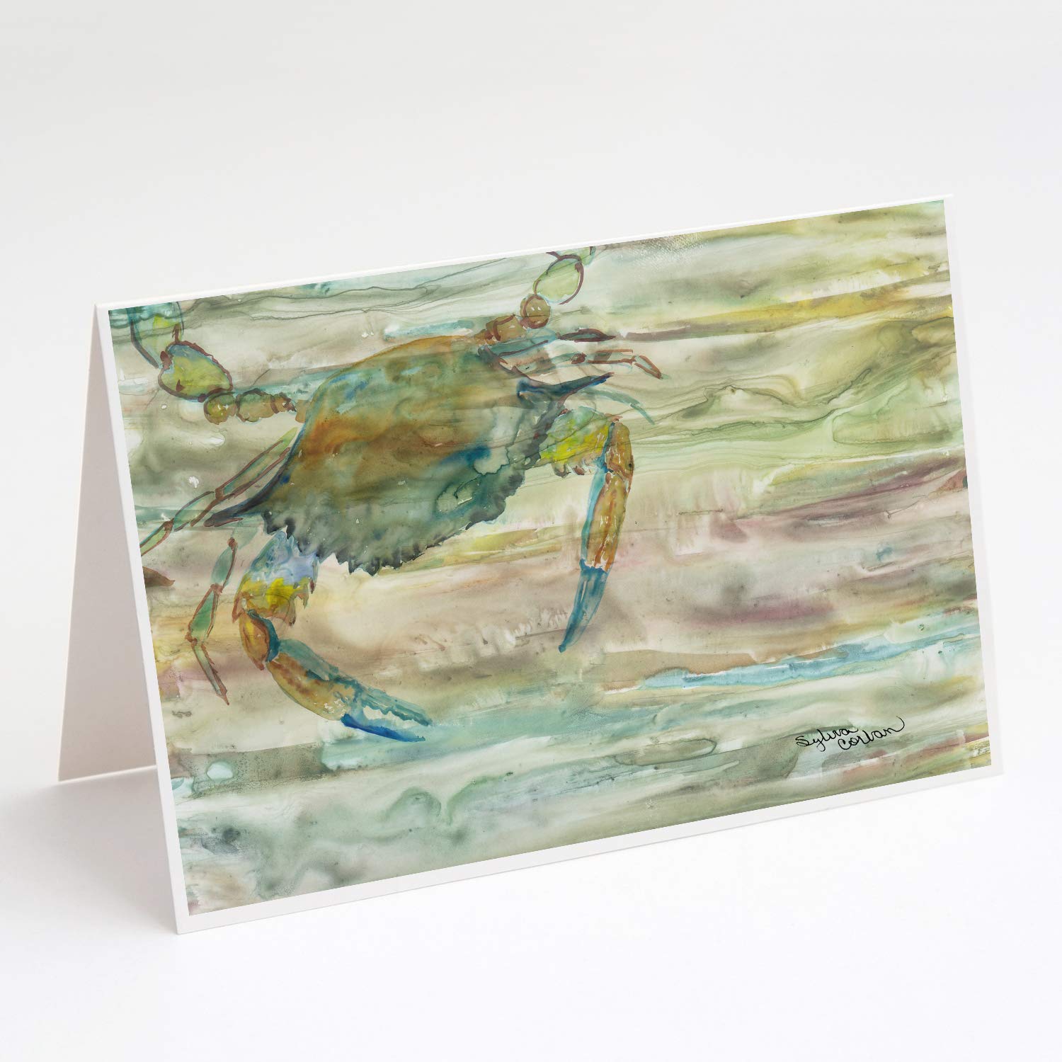 Blue Crab Sunset Greeting Cards - Pack of 8 Blank A7 Note Cards (5x7 inches) with Envelopes | Whimsical Beach-Themed Stationery for Thank You Notes, Invitations & Birthday Cards | Perfect for Coastal Decor & Summer Parties