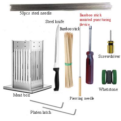 49 Holes Stainless Steel Meat Skewer Machine - Kabob Maker Box for BBQ, Beef & Mutton - Professional Grill Skewer Tool for Kebabs, Shish Kabobs & Meat Sticks - Perfect for Backyard BBQ, Camping & Outdoor Cooking