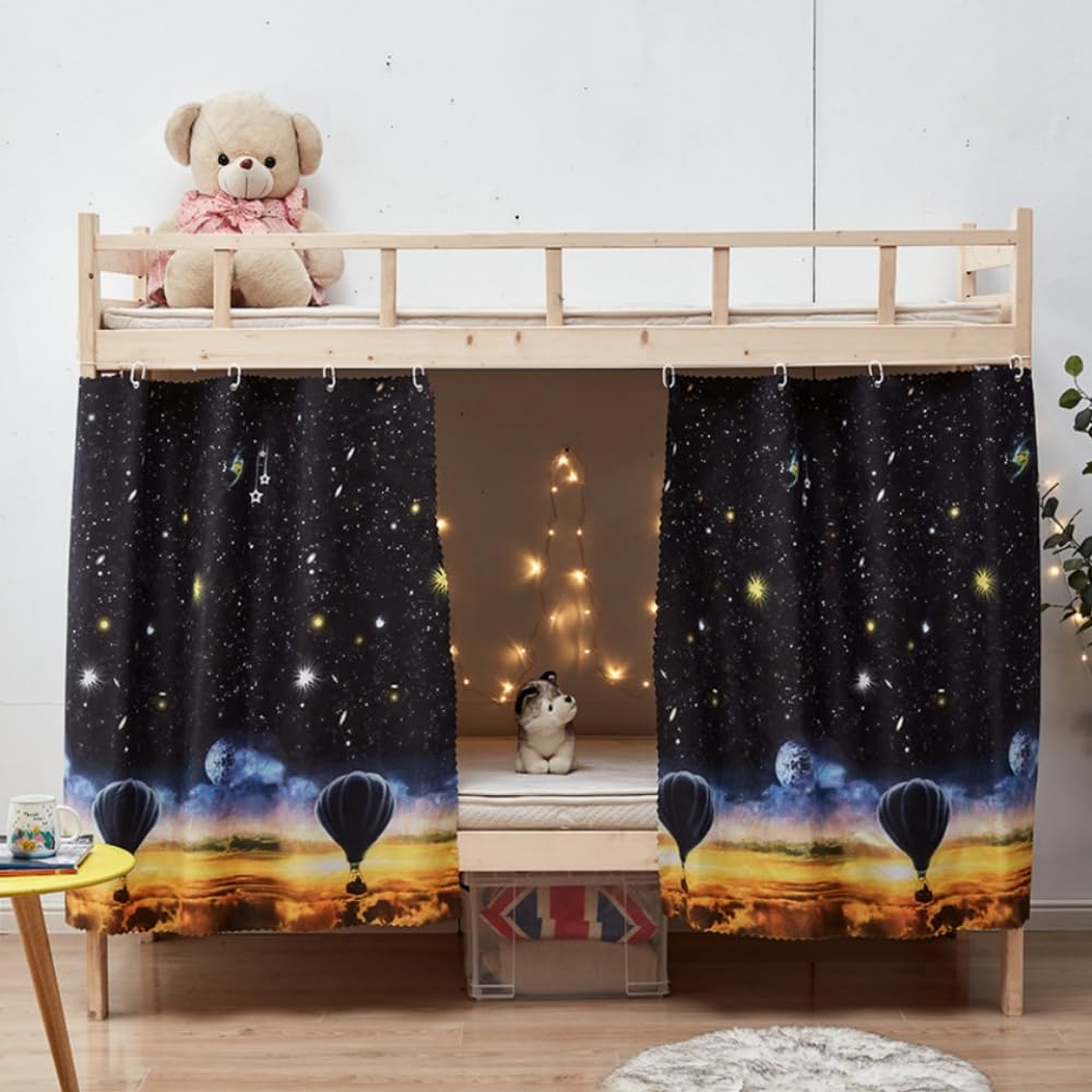 Blackout Privacy Curtains for Bottom Bunk Beds - 350g Dustproof & Breathable Single Bed Canopy Panels - Dorm Room, College & Home Use (2 Panels) - Perfect for Studying, Sleeping & Creating Private Space
