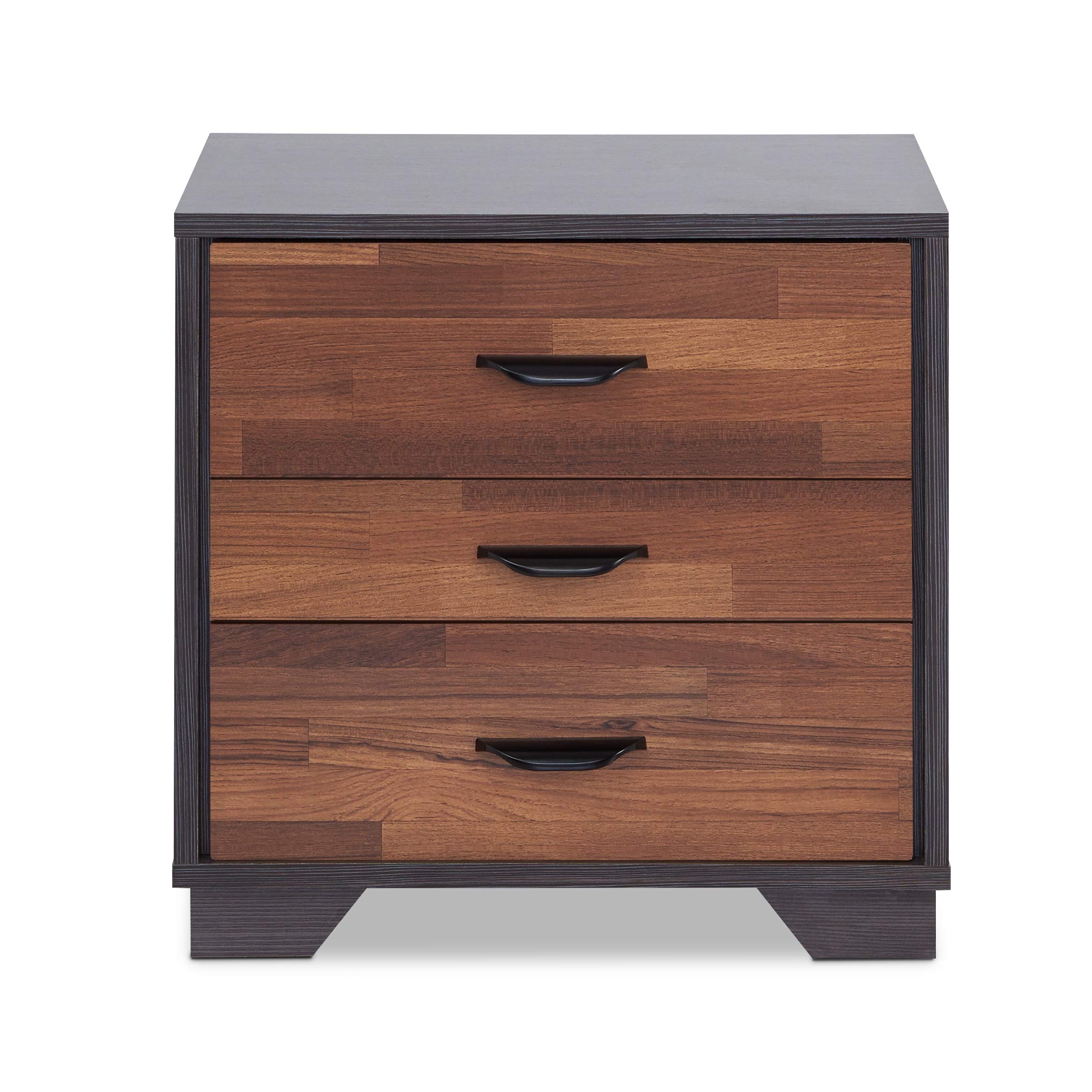 HABITRIO 3-Drawer Nightstand - Solid & Composite Wood Bedside Table with Storage, Space-Saving Bedroom Furniture (Walnut/Espresso) | Perfect for Small Spaces, Apartment Living & Guest Rooms