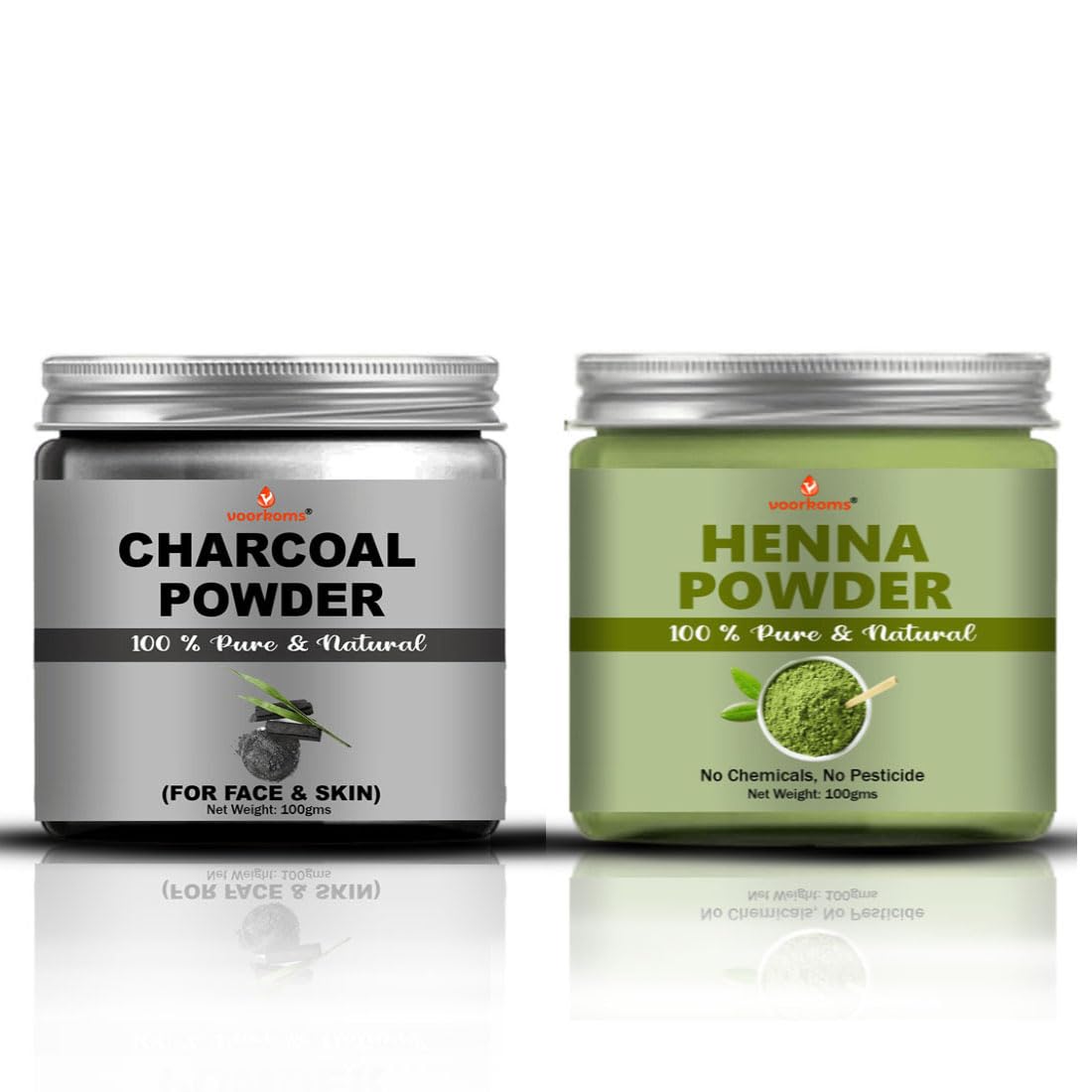 Voorkoms Charcoal Powder 100g Jar - Natural Activated Charcoal for Hair, Face & Teeth Detox - Skin Care & Oral Hygiene Solution for Deep Cleansing & Whitening