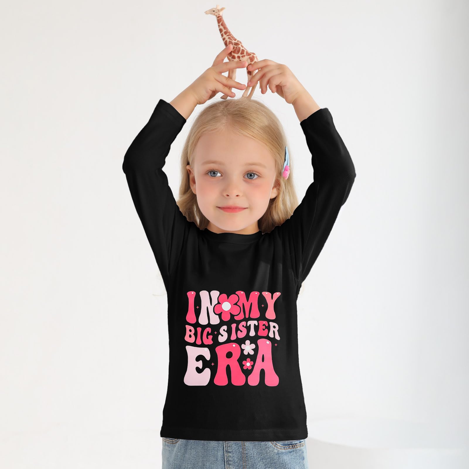 Big Sister Shirt for Toddler Girls - Long Sleeve Top for Baby Announcement