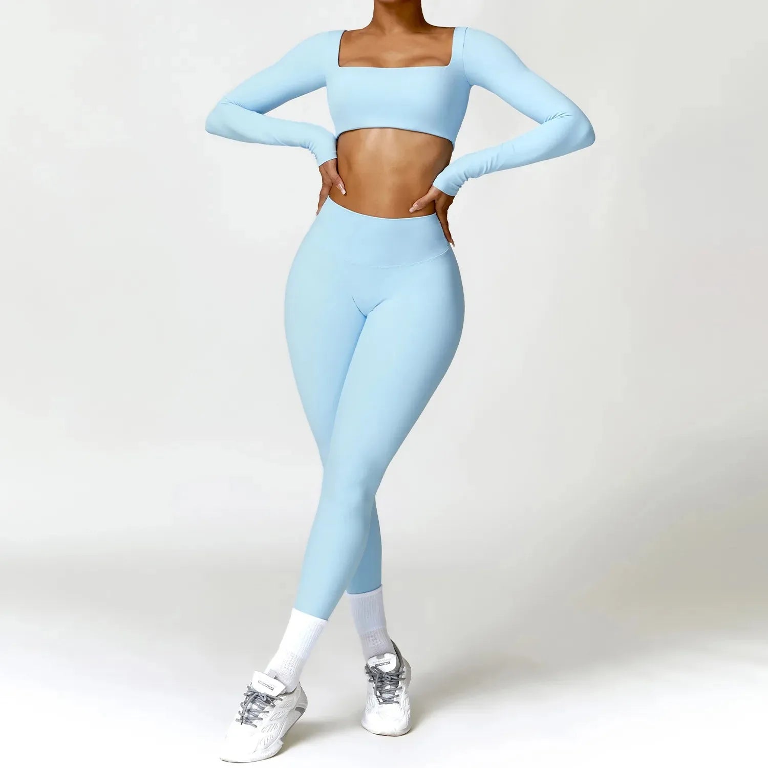 2PCS Women's Quick Dry Yoga Outfit - Long Sleeve Workout Top & Pants Set for Gym, Running, Pilates | Moisture Wicking Activewear for Yoga, Fitness & Casual Wear