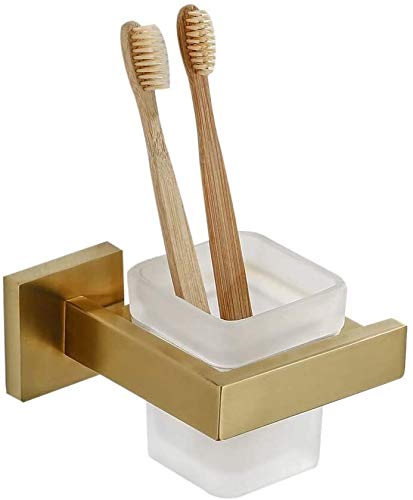 Premium 304 Stainless Steel Wall Mounted Towel Rack - Multi-Function Bathroom Organizer with Gold Polish Finish | Space-Saving Towel Shelf & Toothbrush Holder Set for Modern Bathroom & Kitchen Storage