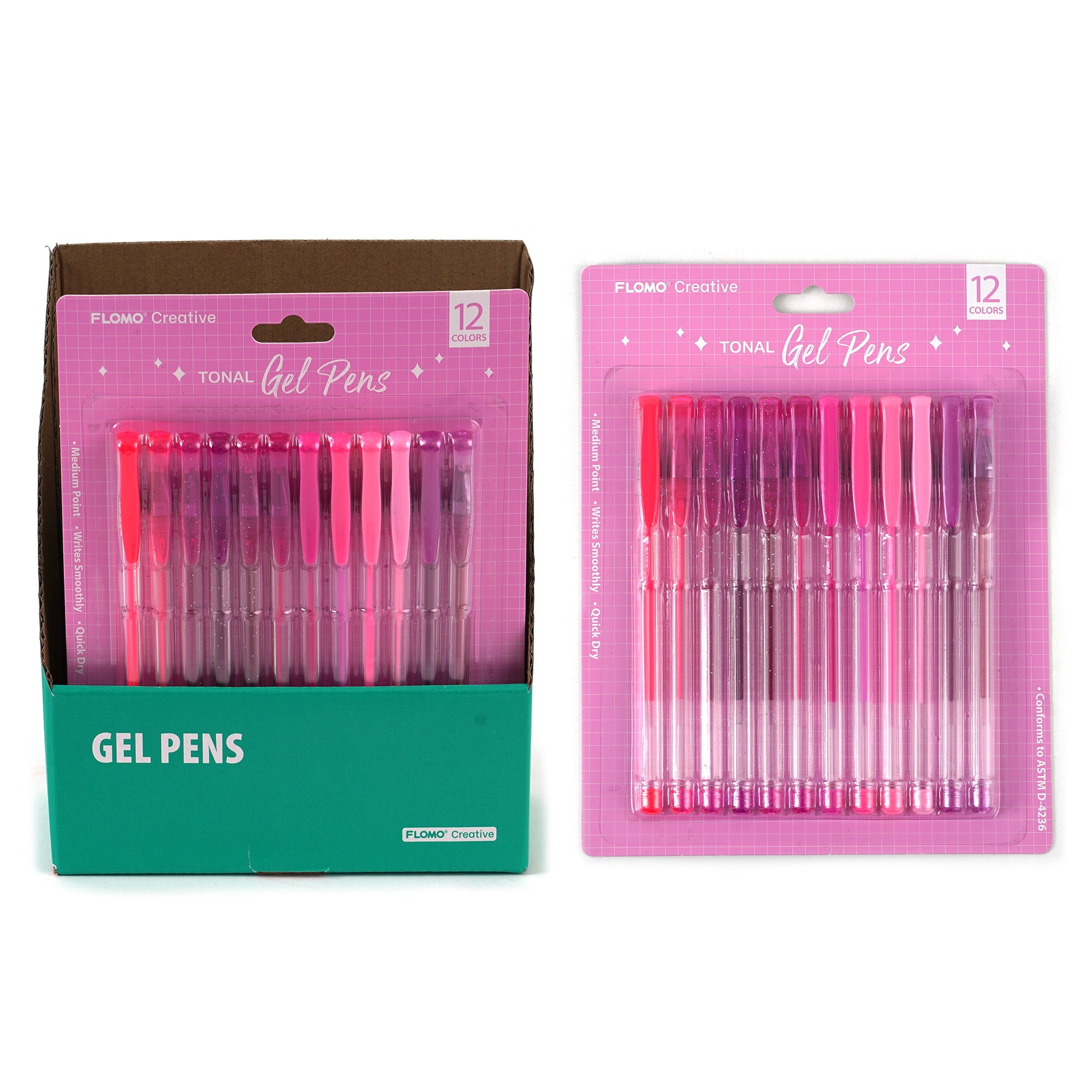 12-Pack Pink Tonal Gel Pens for Journaling, Scrapbooking & Note Taking - Vibrant Pastel Colors, Smooth Writing, No Bleed