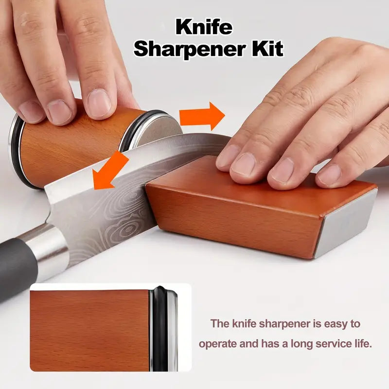 Professional Diamond Knife Sharpener Set - Rolling Knife Sharpener Kit with Diamond Sharpening Stone for Kitchen Knives, Scissors & Tools - Perfect for Home Chefs & Outdoor Enthusiasts