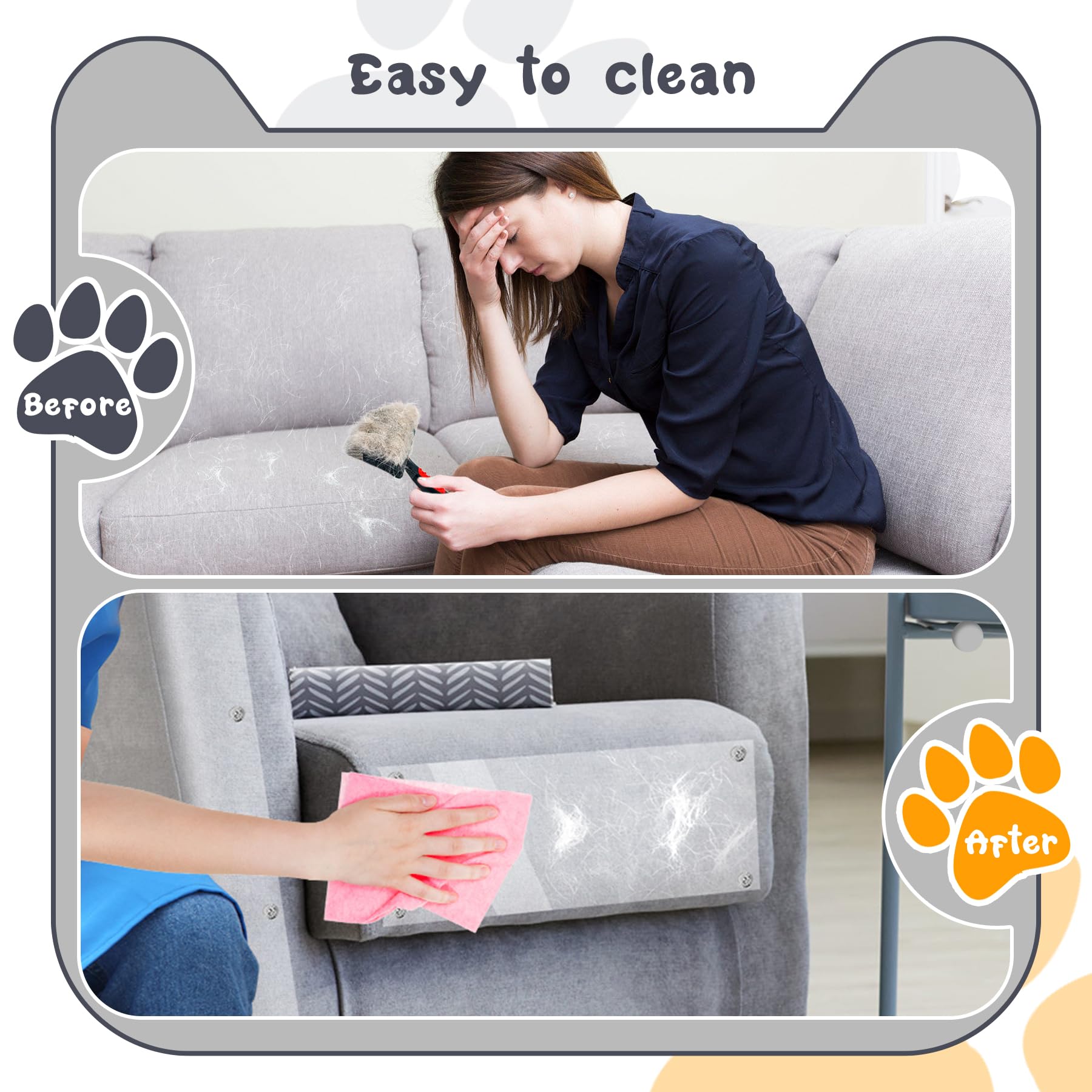 Double Thick Cat Scratch Furniture Protector - 10Pcs Clear Anti Scratch Couch Protector with 50 Pins | Durable Fabric Protector for Sofa, Chair & Furniture | Perfect for Pet Owners & Home Décor
