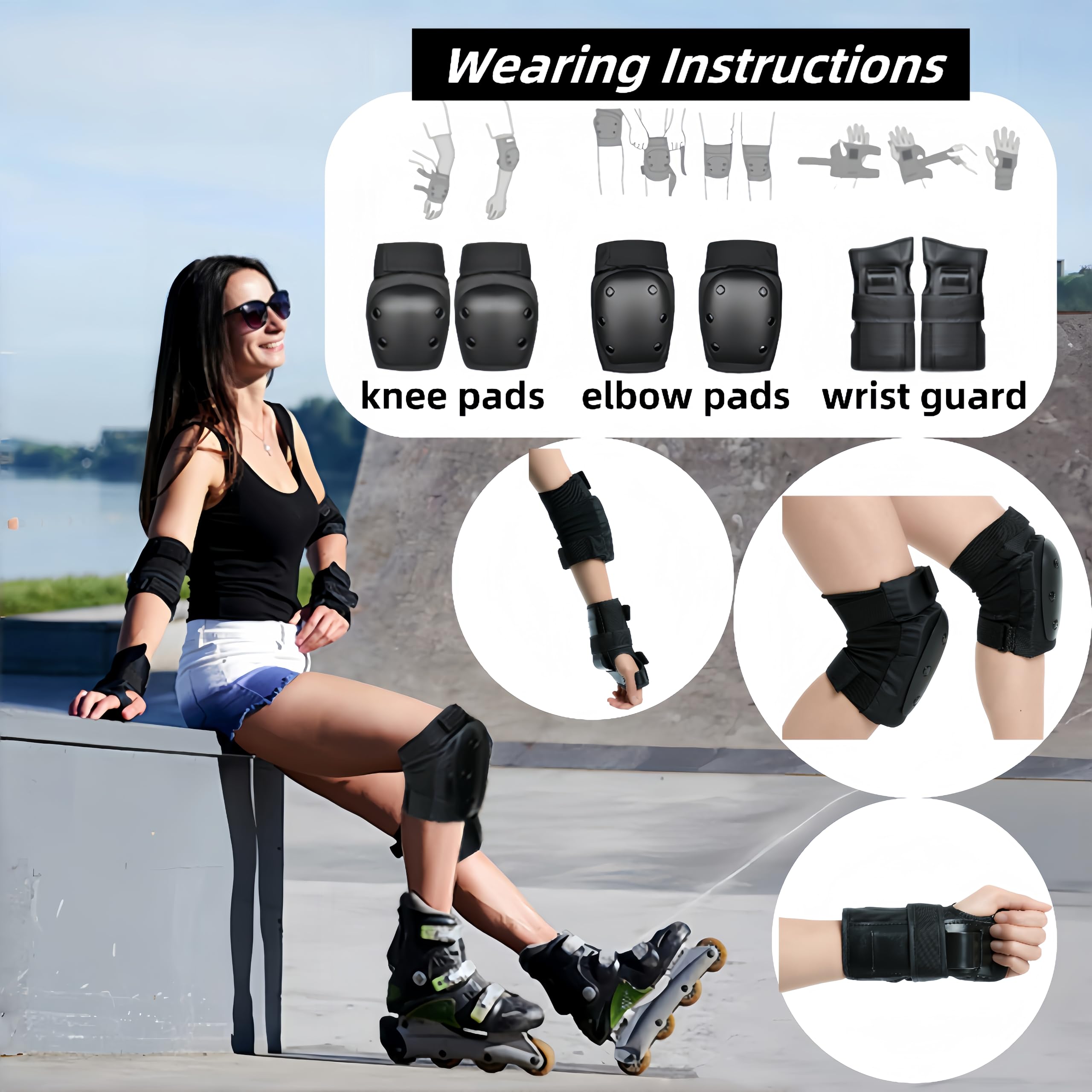 Best 6-in-1 Knee & Elbow Pads Set for Kids/Adults/Youth - Protective Gear for Skateboarding, Biking, Roller Skating & Cycling - Perfect for Outdoor Sports & Extreme Activities
