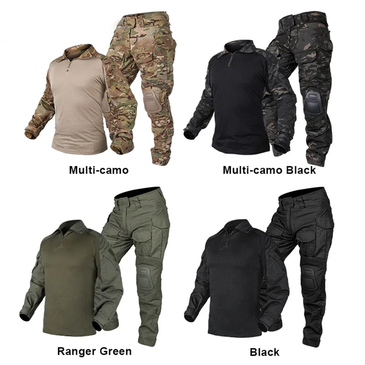 Best Hunting Clothes Camo Uniform - Tactical Combat & Paintball Gear - Multi-Camo Black Outdoor Clothing for Hunting, Airsoft, and Military Training