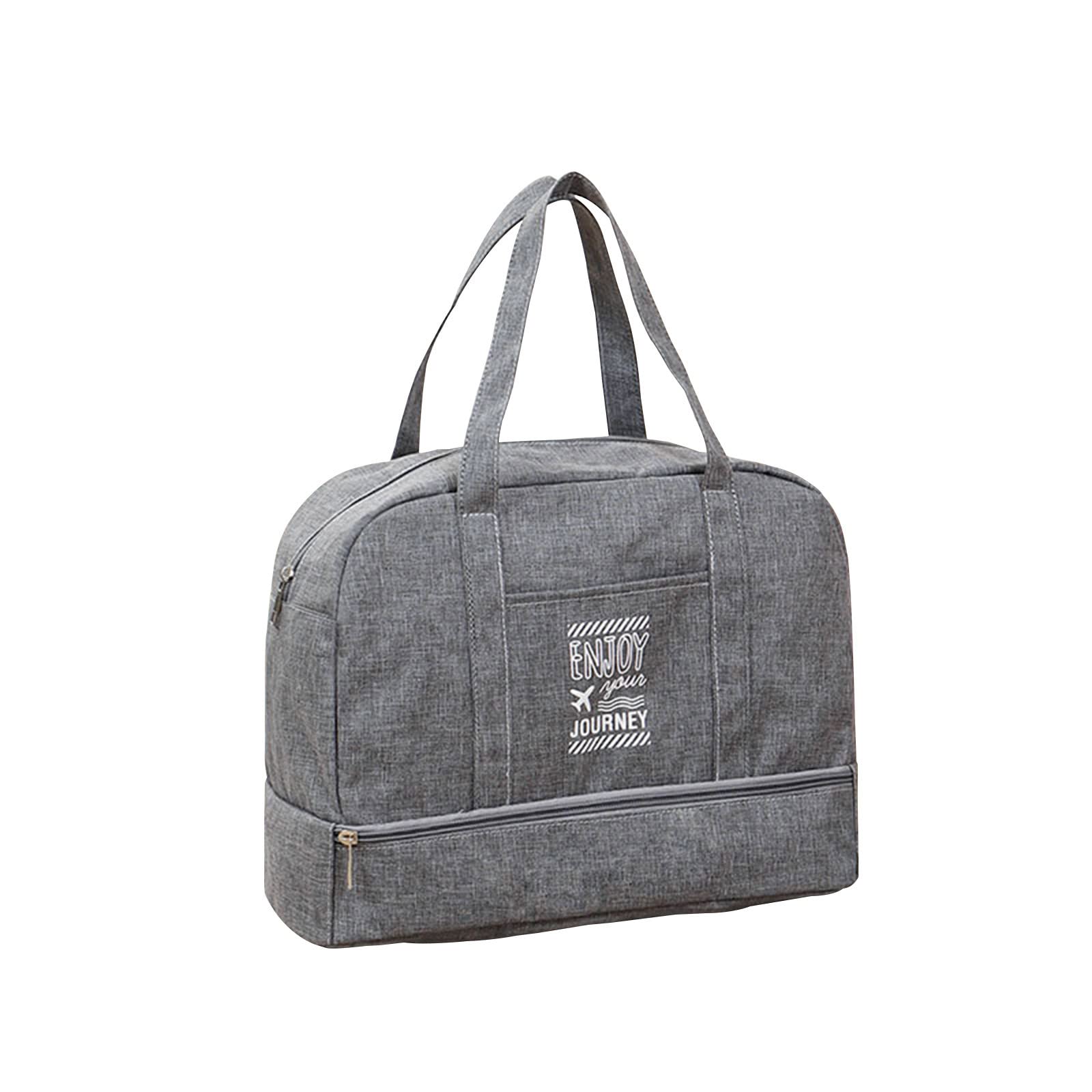 Foldable Travel Duffel Bag for Women - Lightweight Sports Tote & Gym Bag with Shoulder Strap, Perfect Carry On Weekender Overnight Bag (Grey) - Ideal for Gym, Travel, Sports & Weekend Getaways