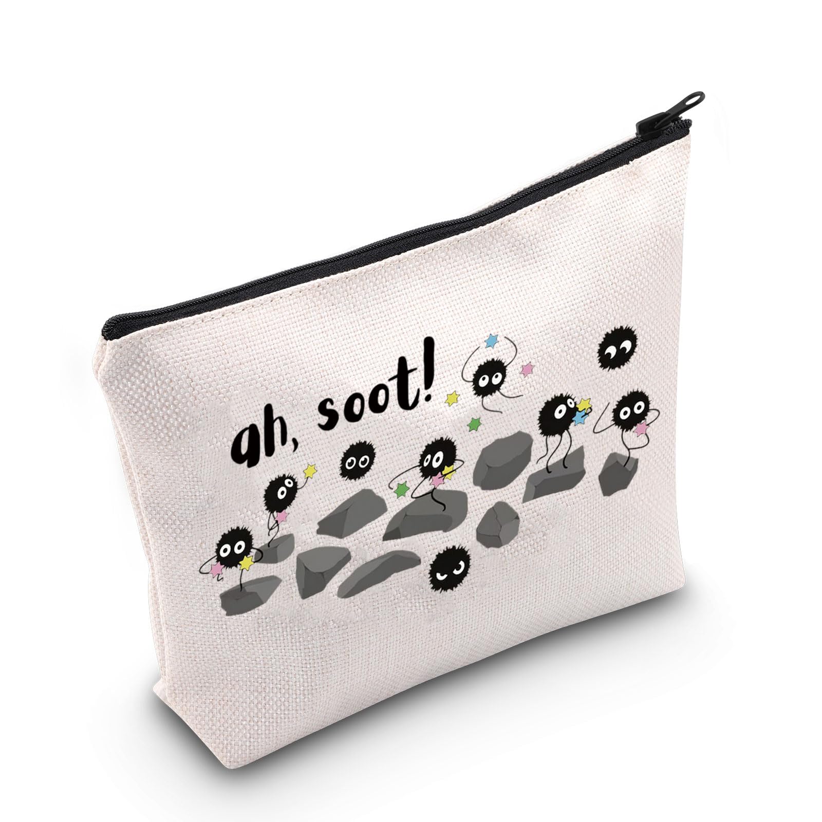 POFULL Anime Inspired Soot Sprite Zipper Pouch - Cute Makeup Bag for Cosmetics & Accessories - Perfect Gift for Anime Lovers & Studio Ghibli Fans - Great for Travel, School & Daily Use