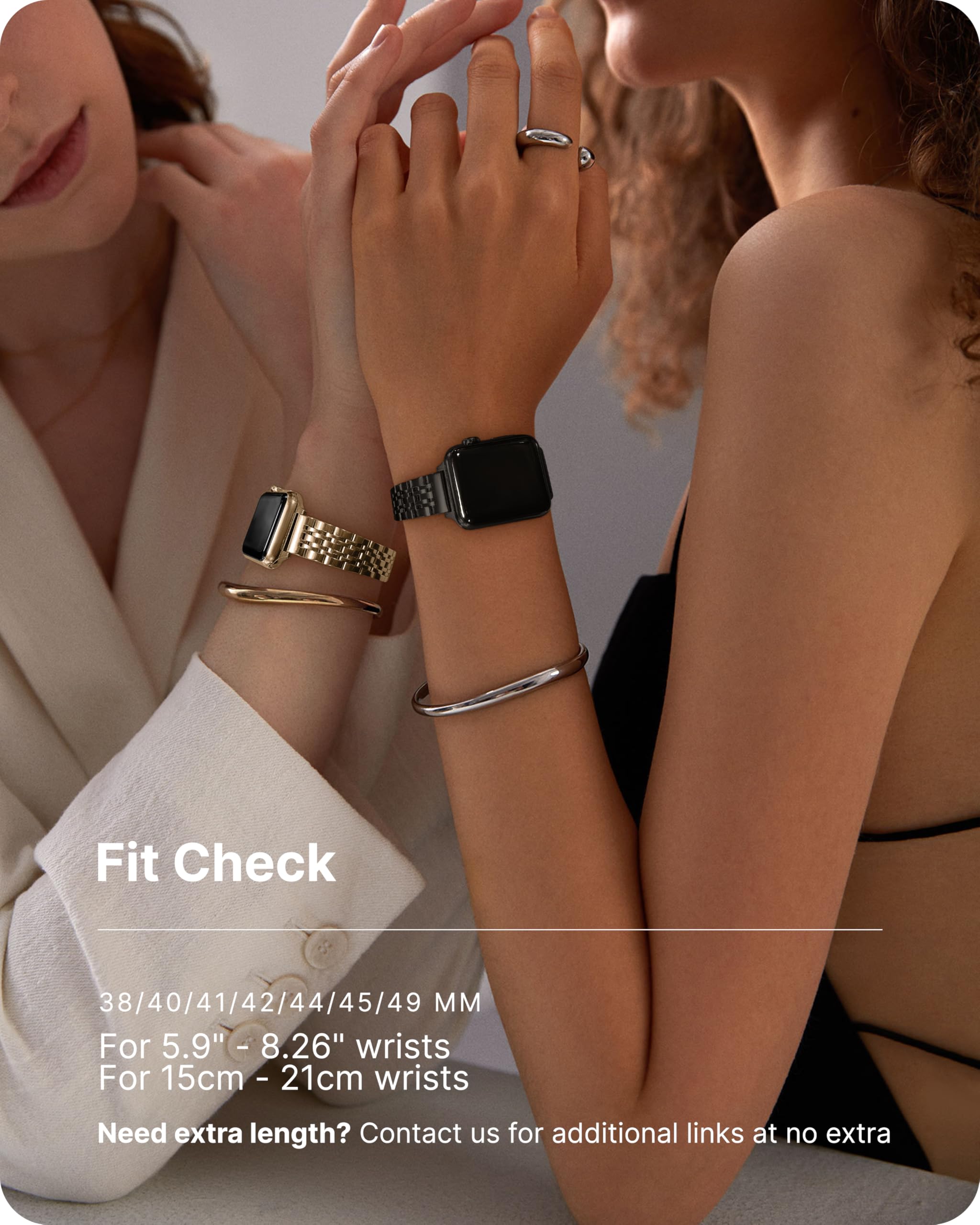 Fullmosa Slim Metal Strap for Apple Watch 38mm 40mm 41mm 42mm - Stainless Steel Thin Replacement Band Compatible with Series 10/9/8/7/6/SE/5/4/3/2/1 - Elegant Black Watch Strap for Women - Perfect for Work, Gym & Everyday Wear