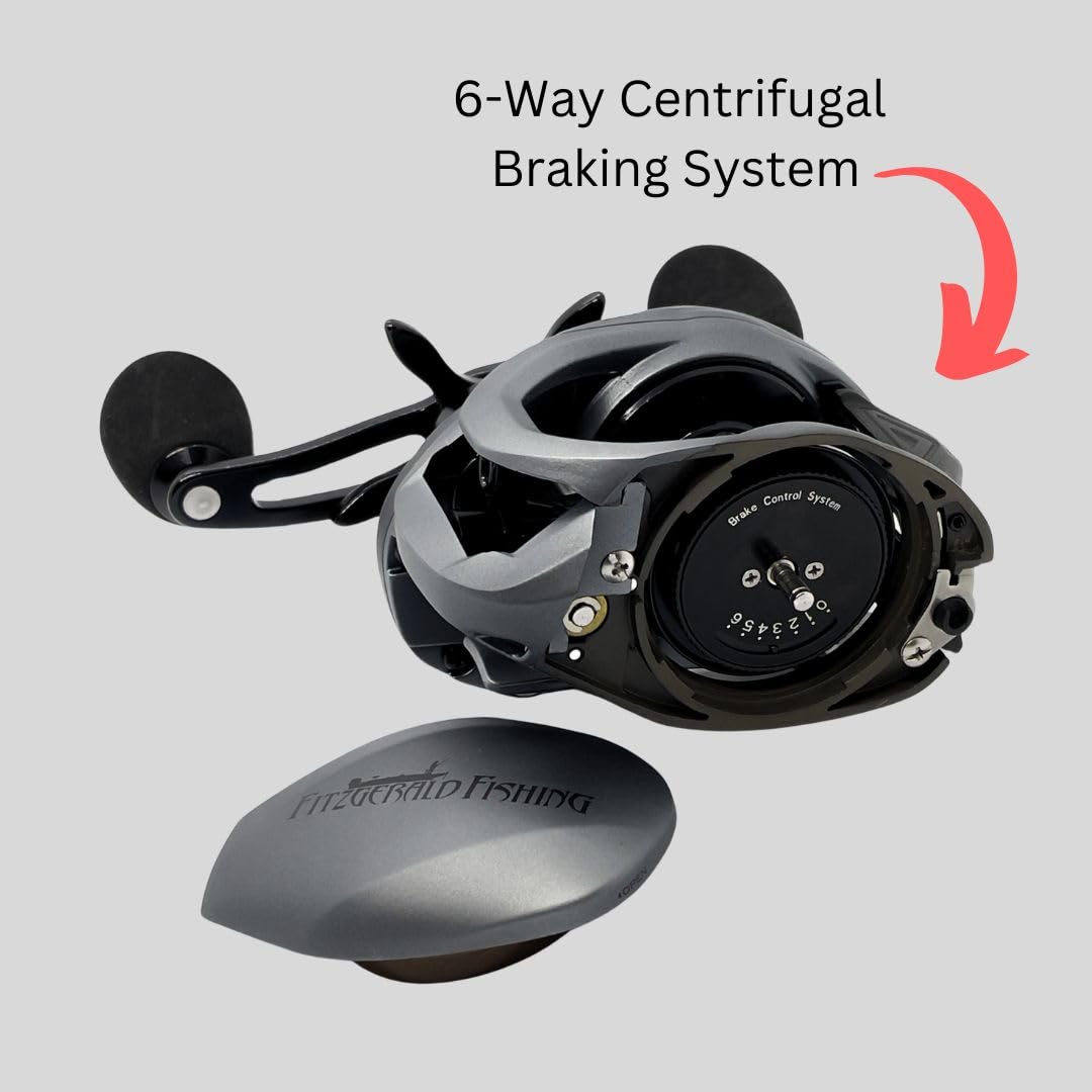 Fitzgerald Fishing VLD10 Baitcasting Reel - 10+1 Ball Bearings, Aluminum Spool, 20 LB Carbon Fiber Drag, All Metal Frame - Lightweight Powerhouse for Bass Fishing & Tournament Use