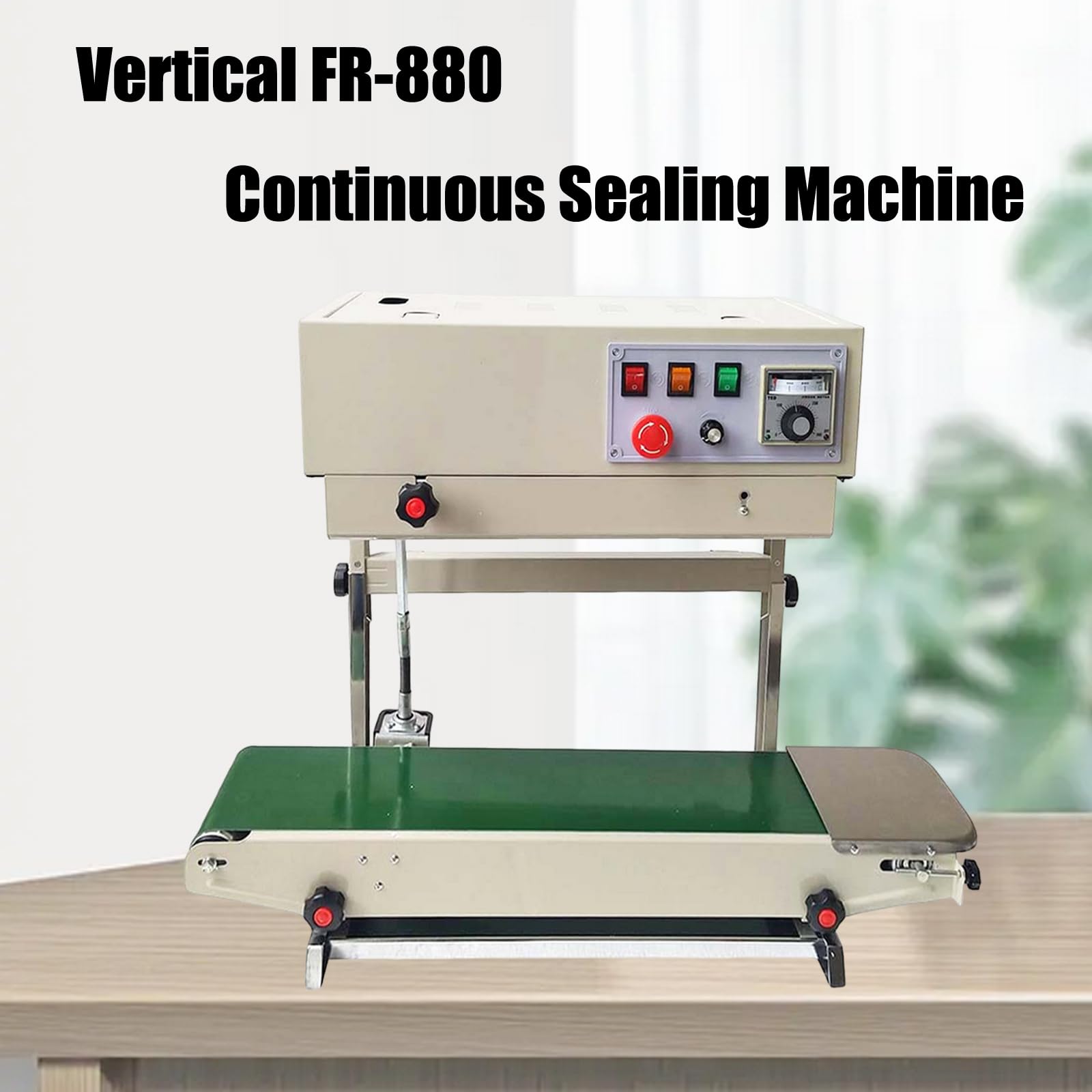 INTSUPERMAI FR880 Continuous Band Sealer - Automatic Vertical Sealing Machine for PVC, Aluminum Foil & Plastic Bags (110V) - Ideal for Food Packaging, Medical Supplies & Industrial Sealing