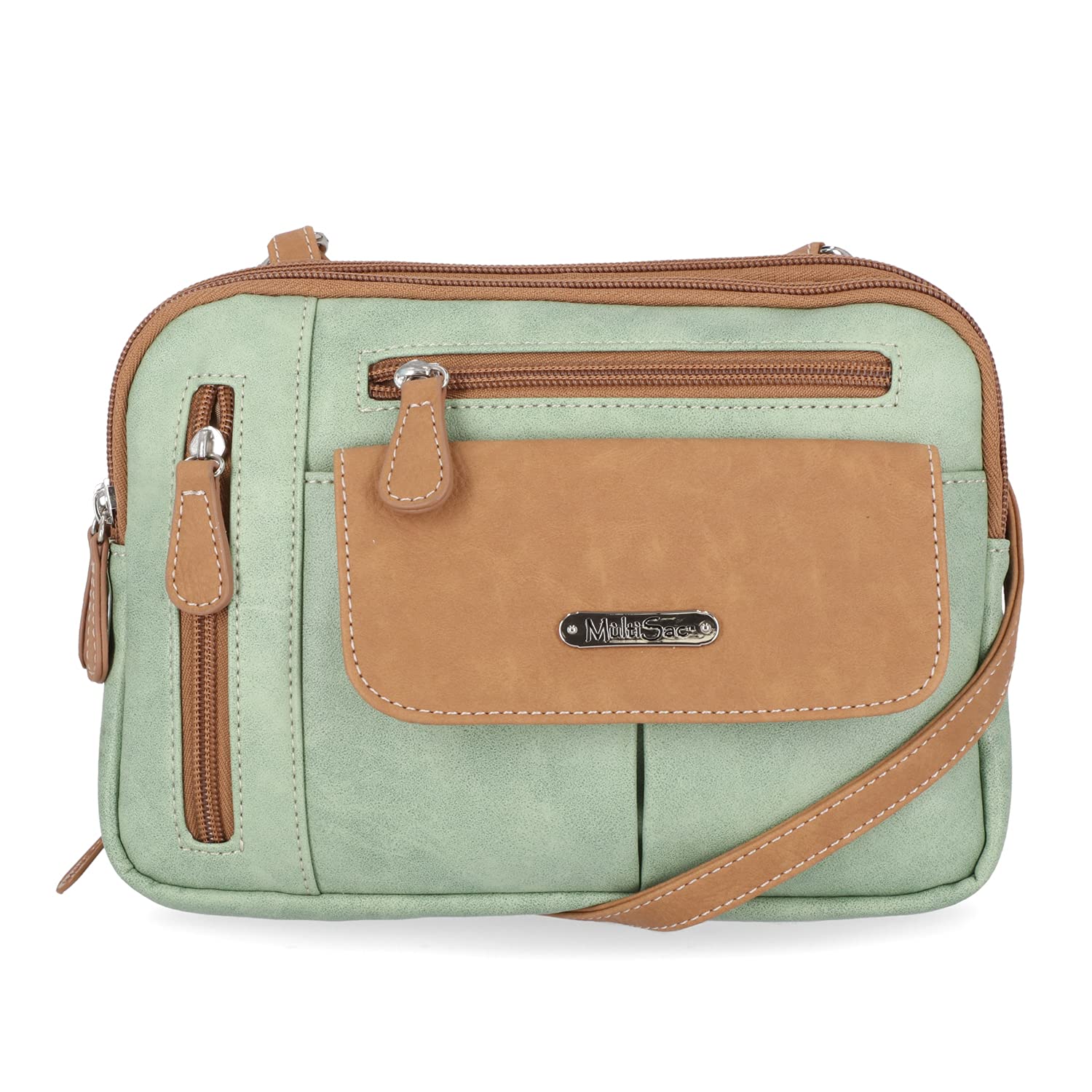 MultiSac Zippy Triple Compartment Crossbody Bag for Women - Waterproof Travel Purse with RFID Protection - Perfect for Shopping, Work & Daily Use