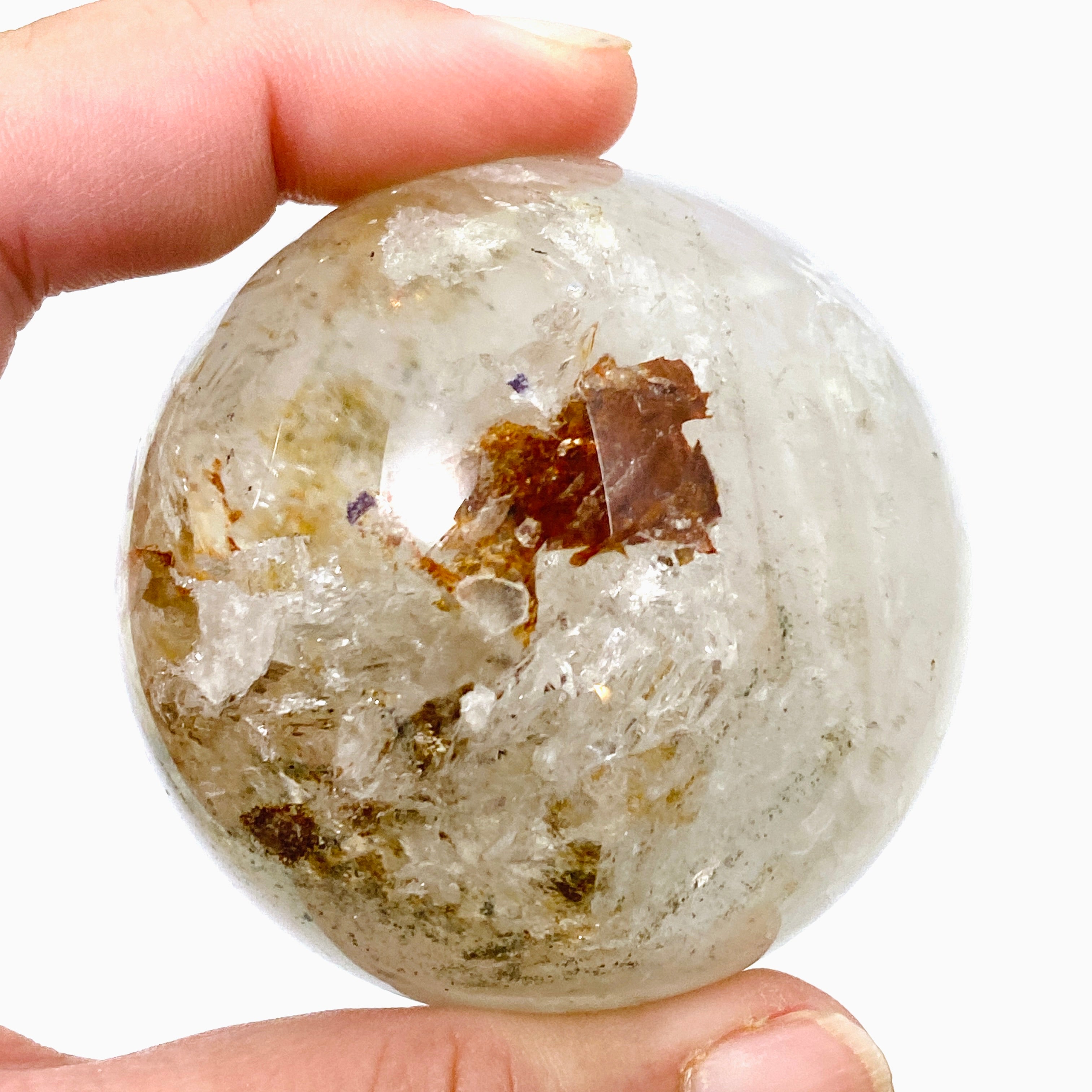 Enhydro Quartz Sphere EQS 01 - Natural Crystal with Water Bubble Inclusion - Perfect for Meditation, Energy Healing & Home Decor