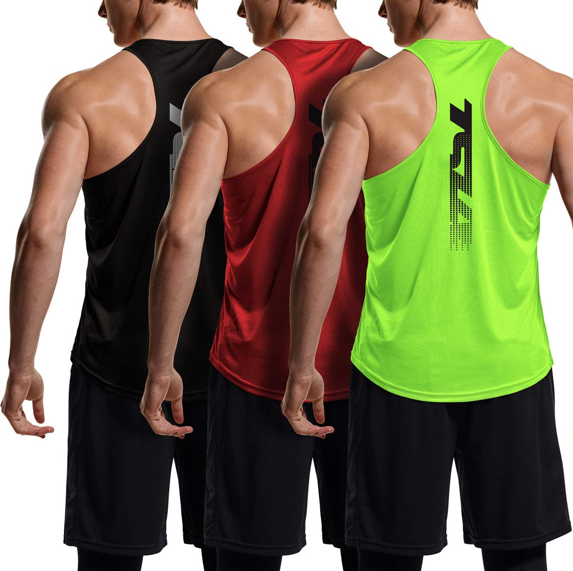 TSLA 3 Pack Men's Dry Fit Y-Back Muscle Workout Tank Tops - Breathable Athletic Training Gym Shirts for Bodybuilding & Weightlifting - Perfect for Gym, Running & Summer Workouts