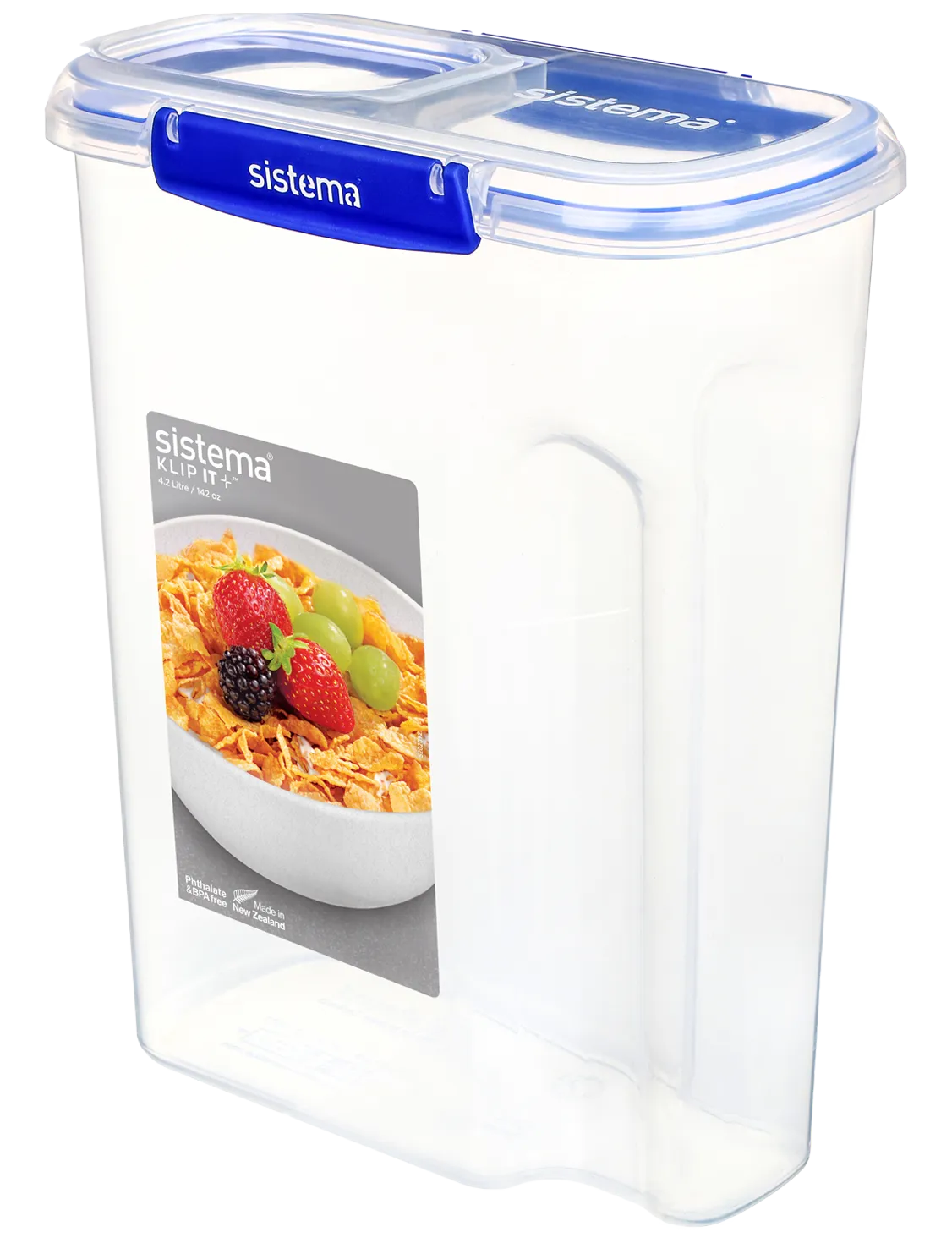 KLIP IT PLUS 4.2L Airtight Cereal Storage Container - Dark Blue Food Saver for Kitchen Pantry Organization & Bulk Food Storage