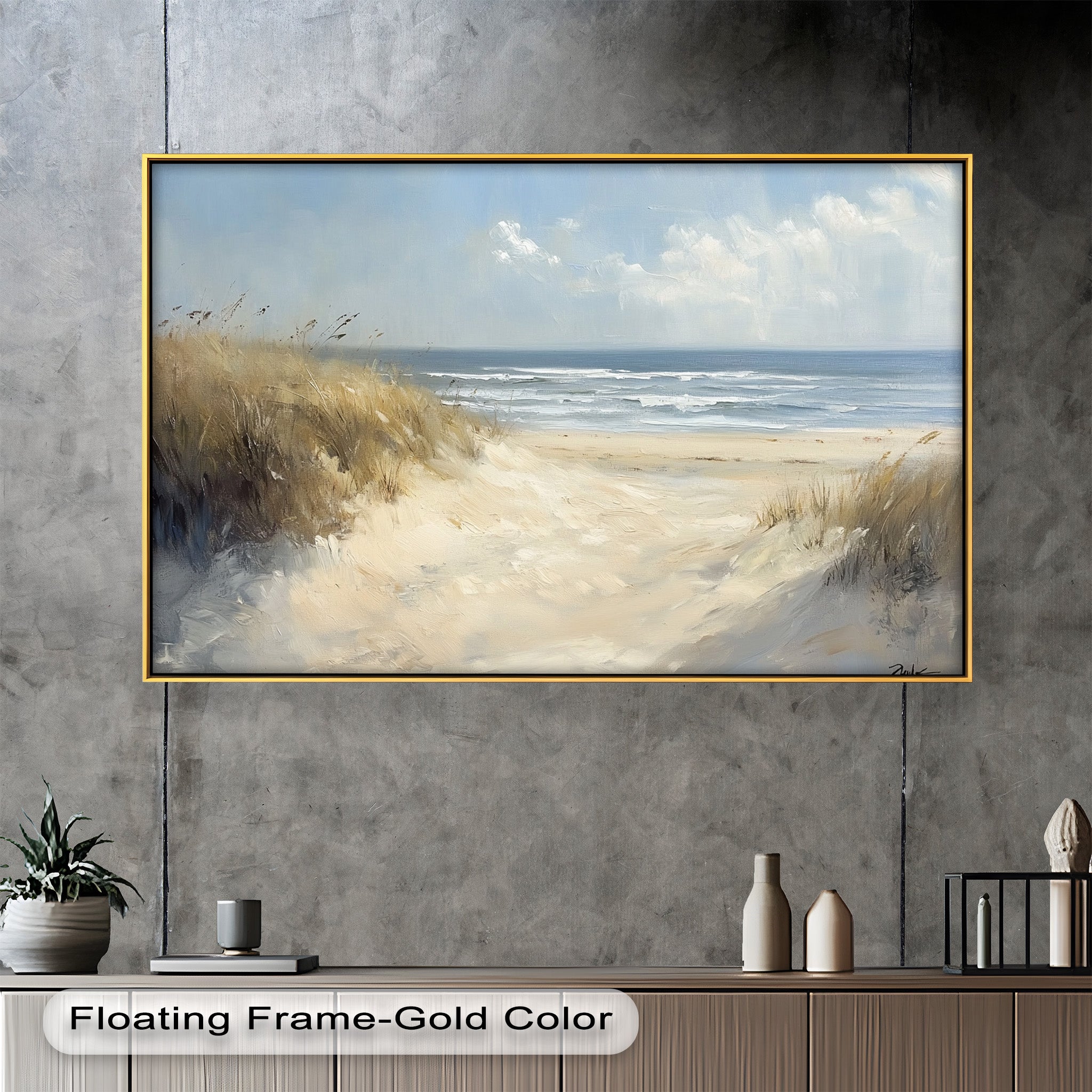 Coastal Breeze Beach Oil Painting - Handmade Seascape Wall Art for Living Room, Bedroom & Office Decor
