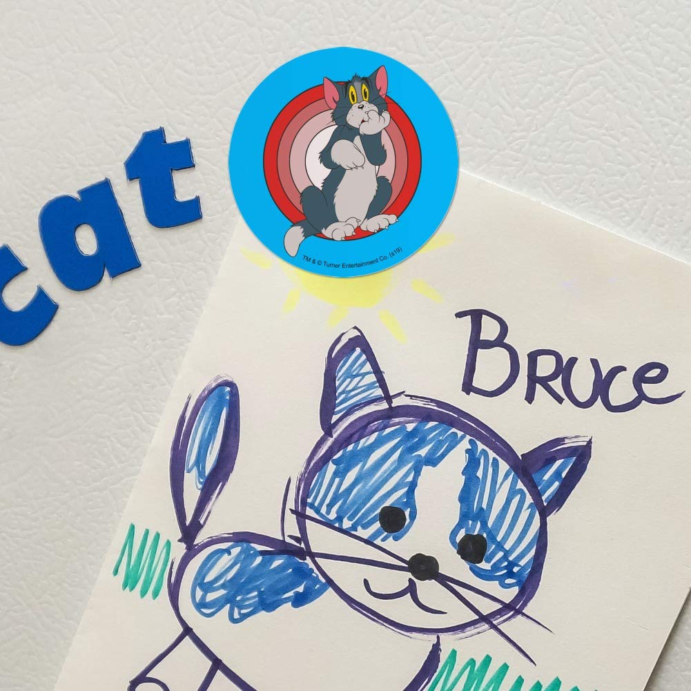Tom and Jerry Fridge Magnets Set - 12 Vinyl Circle Magnets with Tom Character for Refrigerator, Locker & Whiteboard Decor - Fun Kitchen & Office Accessories