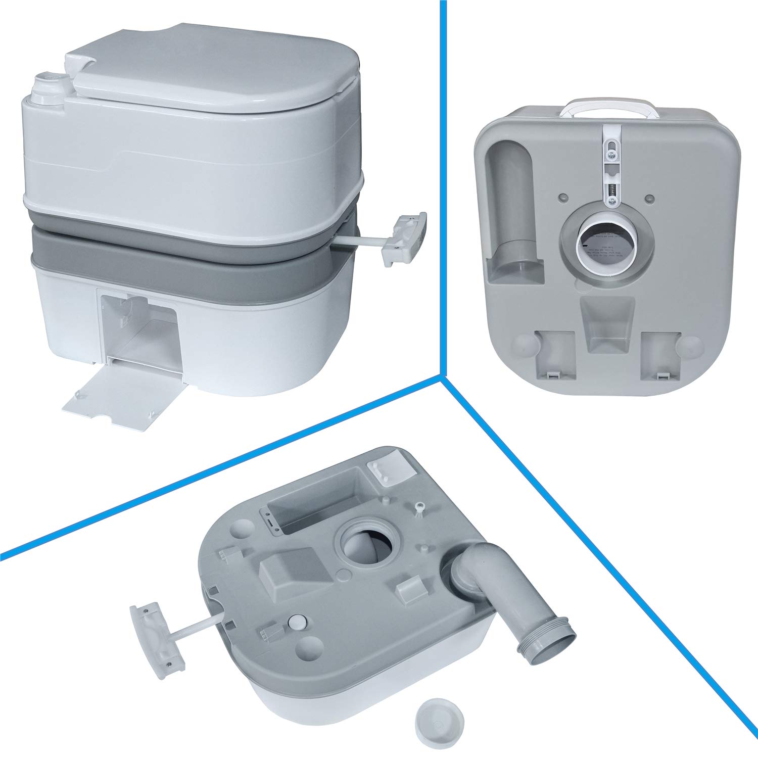 XKMT 6.3 Gallon (24L) Portable Toilet with Flush - Lightweight Camping Toilet for RV, Travel, Outdoor & Indoor Use - Ideal for Camping, Boating, Road Trips & Emergency Preparedness [P/N: ET-TOILET002-24L]