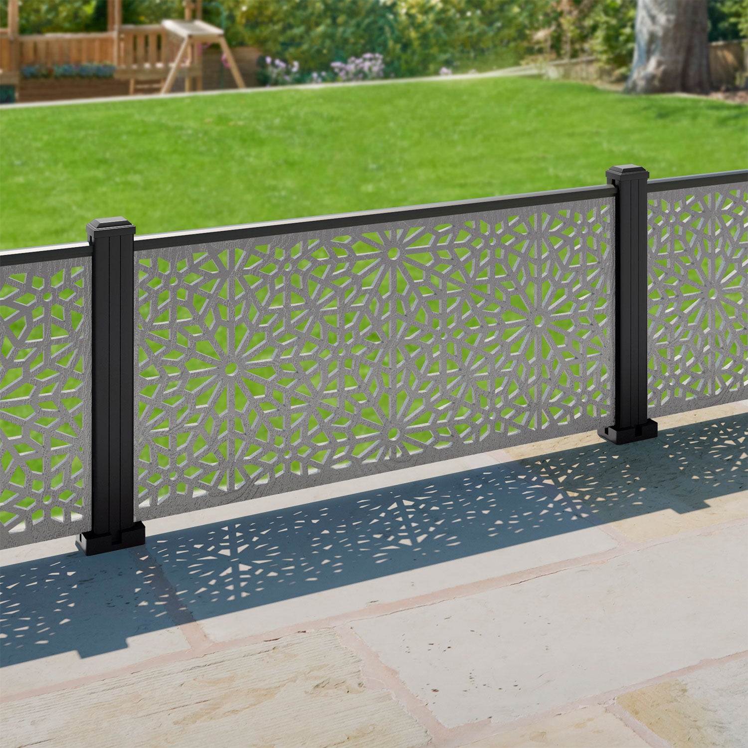 Alnara 120x60cm Decorative Garden Fence with Aluminum Posts - Perfect for Yard Landscaping, Flower Bed Borders & Outdoor Decor