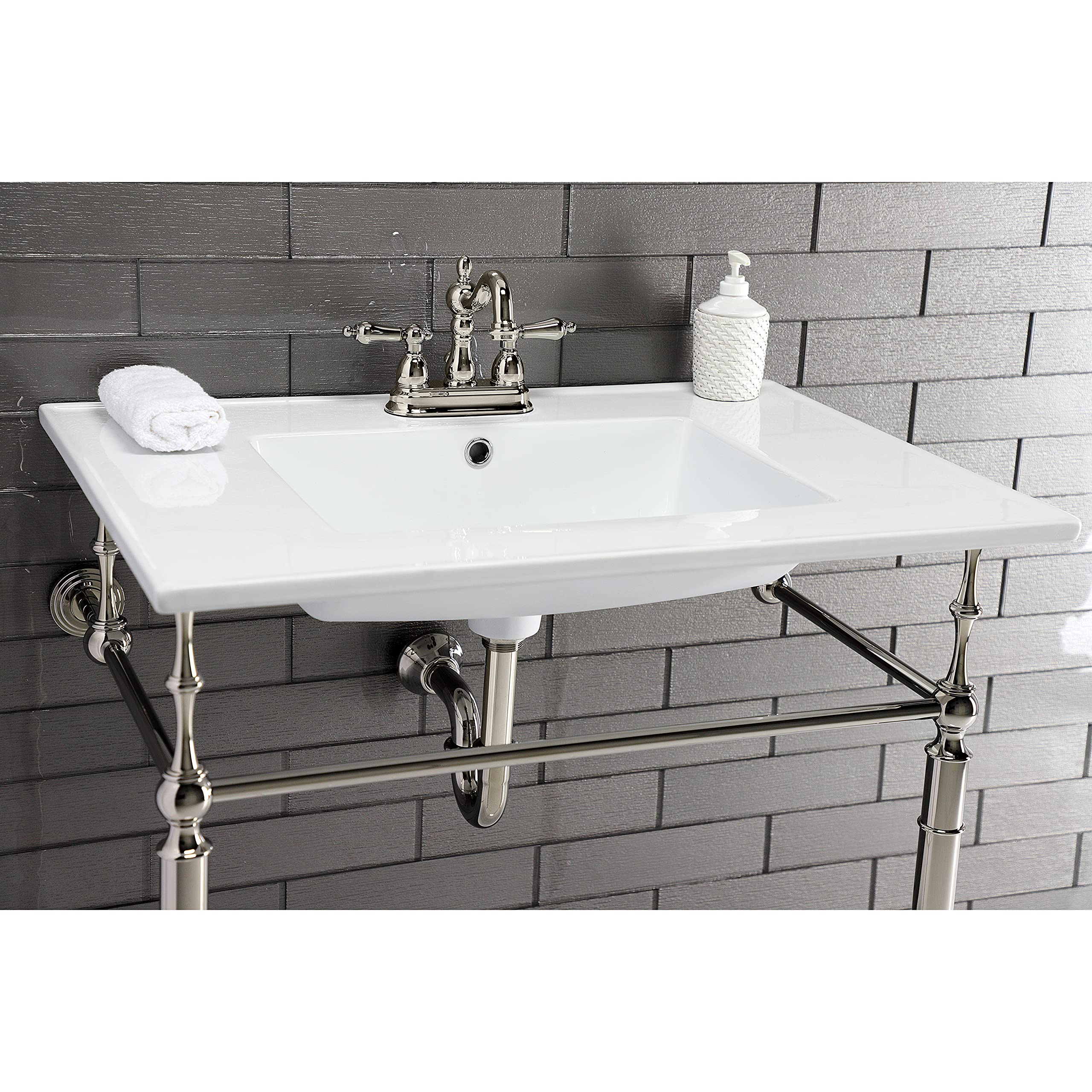 Kingston Brass LBT31227W34 White Continental Vanity Sink Top - Modern Bathroom Sink for Bathroom Vanity, Powder Room & Guest Bath Decor