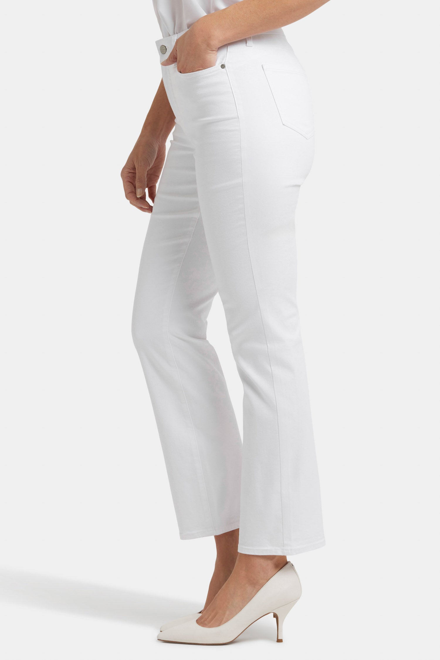 Ellison Straight Jeans for Women - High Waist Slim Fit Stretch Denim Pants in Optic White | Perfect for Casual Wear, Office & Date Nights