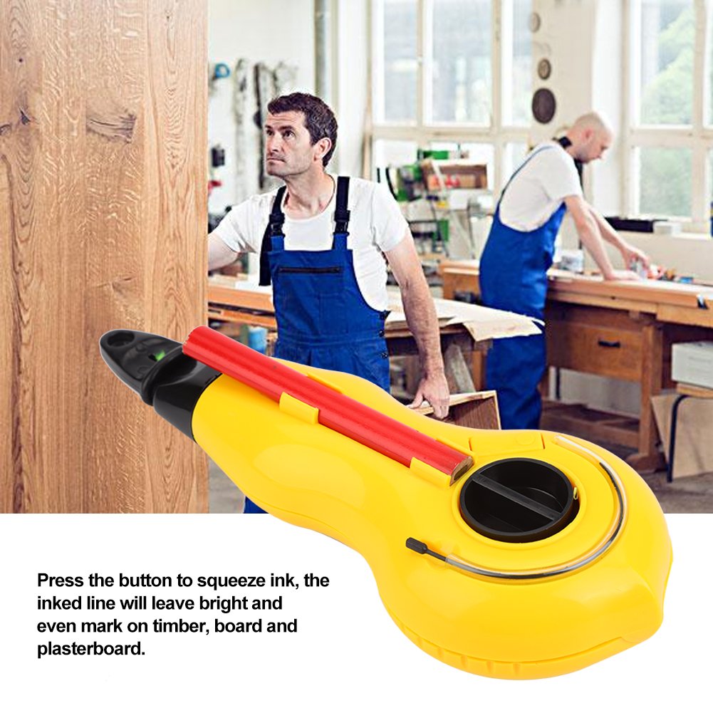 Automatic Chalk Line Marker - Self-Aligning Ink Fountain Chalk Box for Carpentry & Woodworking | Perfect for Framing, Flooring, and DIY Projects