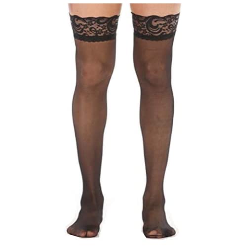 Low Profile Sexy Lingerie for Men - Hollow Stretchy Babydoll Bodysuit with Fishnet Stockings - Sensual Sleepwear & Intimate Wear for Special Occasions