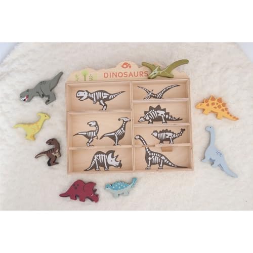 Tender Leaf Toys Dinosaur Animals - 8 Piece Wooden Prehistoric Dinosaur Figurine Set with Display Stand | Educational Role Play Toys for Kids Ages 3+ | Develops Creativity & Imagination | Perfect for Pretend Play, Classroom Learning, and Dinosaur-Themed Birthday Gifts
