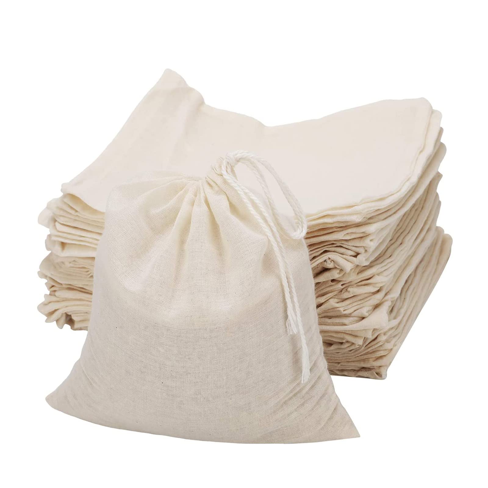 30 Pack 4x6 Inch Natural Unbleached Cotton Drawstring Bags - Reusable Muslin Bags for Spices, Herbs, Tea, Coffee & Soup - Perfect for Home Storage, DIY Crafts & Gift Packaging