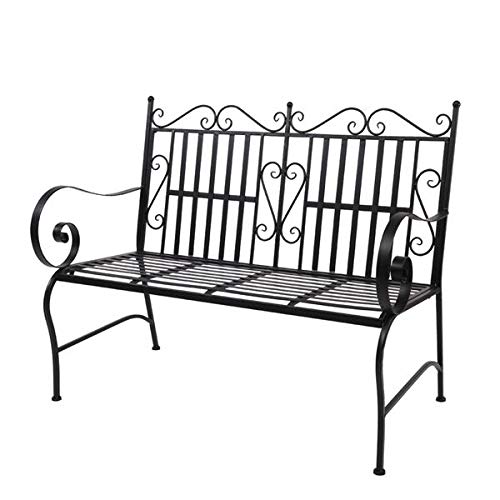 Black Metal Iron Double Sofa Chair - Durable Indoor/Outdoor Furniture for Patio, Living Room & Garden