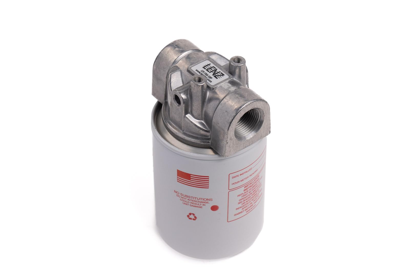 LENZ Industrial Spin-On Filter Assembly CP-750-10P – 10 Micron Hydraulic Oil Filter – 100 PSI Max Pressure, 20 GPM Flow Rate, 3/4