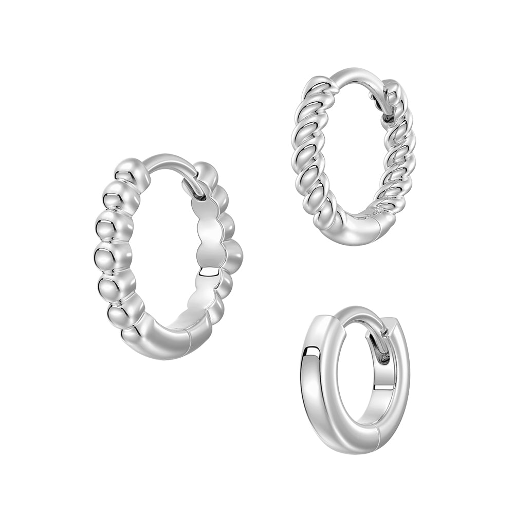 Lab Grown Diamond Triple Stack Hoop Earrings Set - Elegant 14K Gold Layered Earrings for Women | Perfect for Parties, Weddings & Everyday Wear