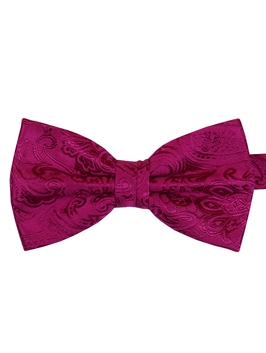 DÉCLIC Classic Paisley Bow Tie for Men - Premium Silk Adjustable Necktie in Magenta - Perfect for Weddings, Prom & Formal Events