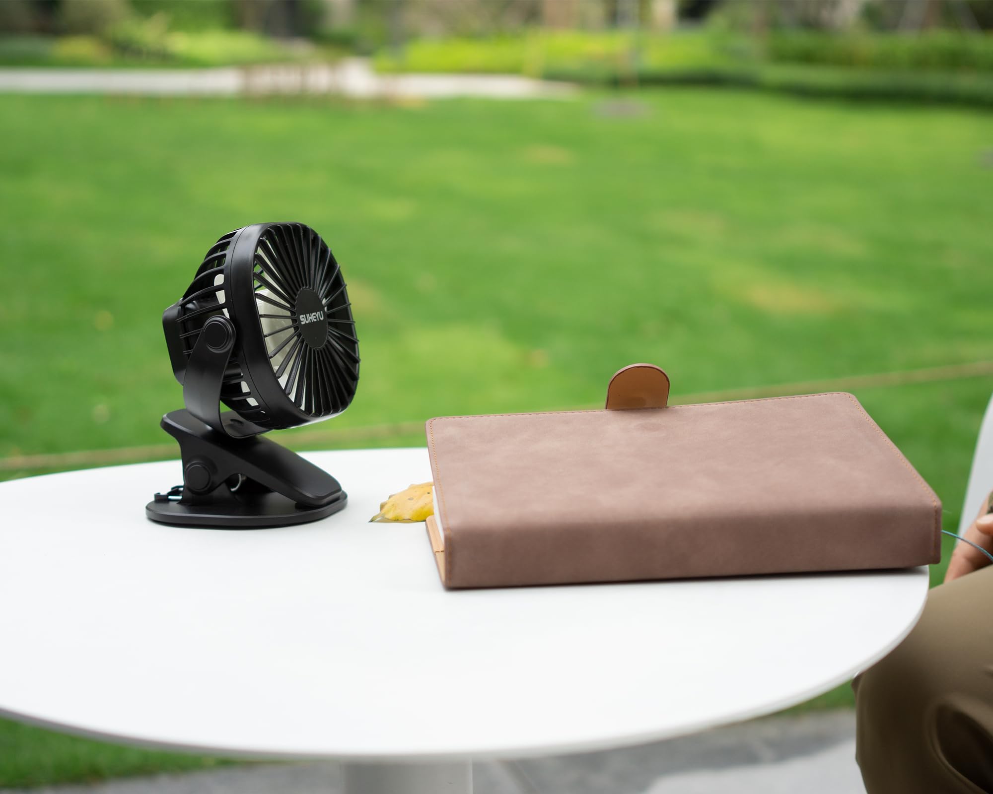 360° Rotatable Clip on USB Desk Fan - 3 Speed Adjustable Portable Small Fan for Office, Golf Cart, Camping, Travel & Gym - Black | Perfect for Indoor & Outdoor Use