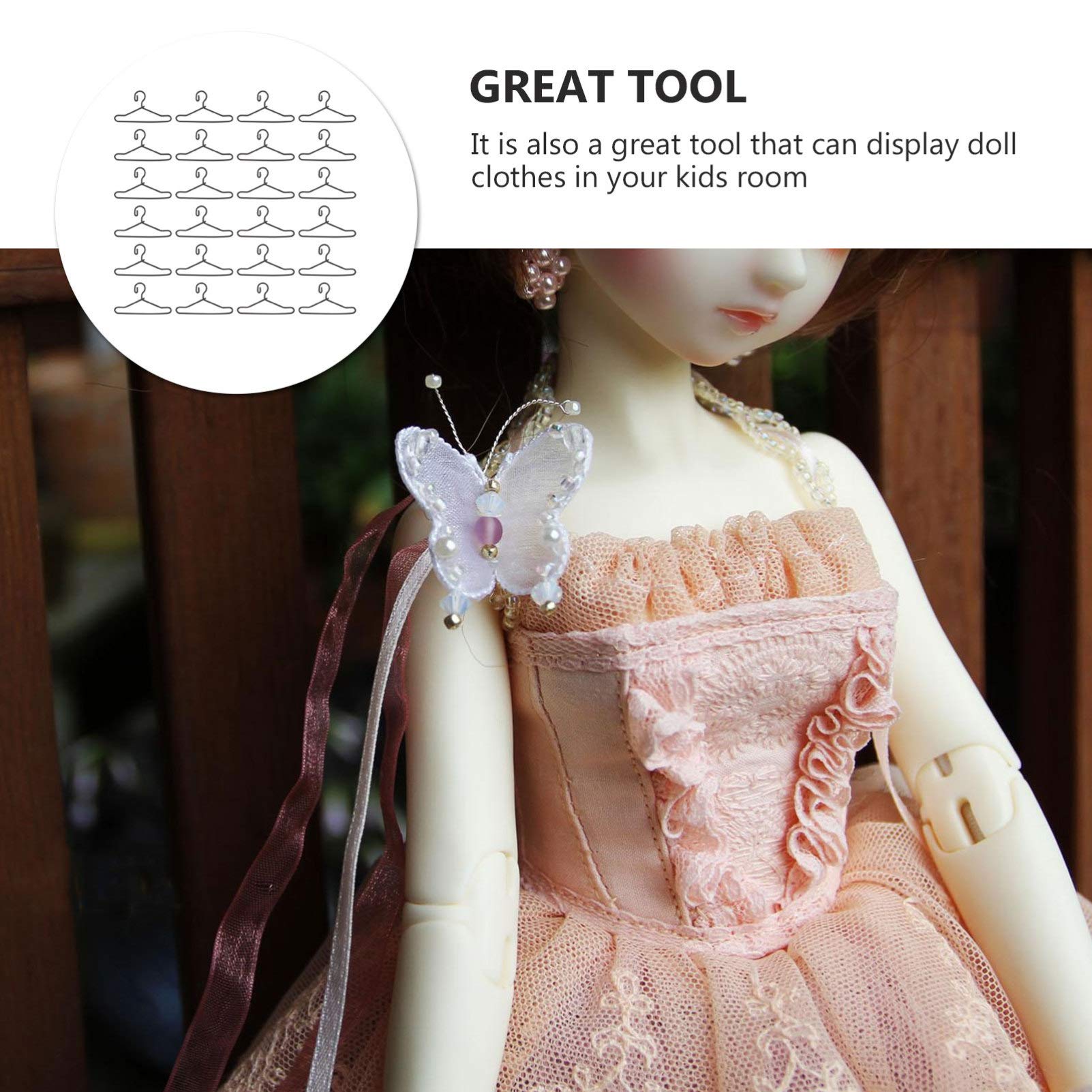 EXCEART 50pcs Mini Doll Clothes Hangers - 40mm Black Wire Hangers for Dollhouse & Kids Wardrobe | Perfect for Barbie Clothes, American Girl Doll Outfits & DIY Miniature Fashion Display