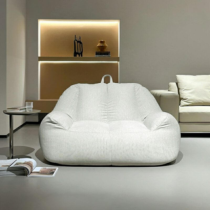 Premium Large Solid Color Cotton Blend Bean Bag Chair - Pre-Filled with Polypropylene Beans for 2 People - Perfect for Living Room, Game Room & Dorm Relaxation
