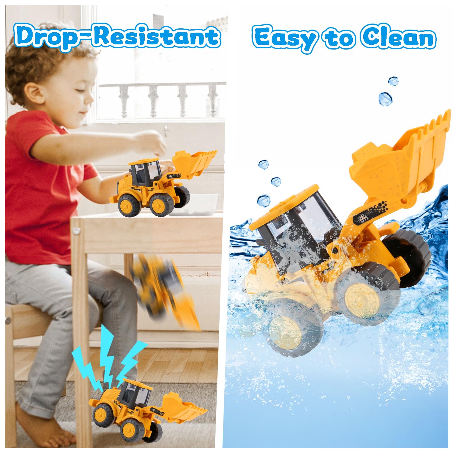 BPA-Free & Non-Toxic Toddler Toy Cars Set - Dump Truck, Cement Mixer & Excavator for Kids Ages 2-4 | Outdoor Construction Vehicle Playset for Boys & Girls | Perfect Birthday Gift for 2-3 Year Olds | Sandbox, Backyard & Indoor Pretend Play