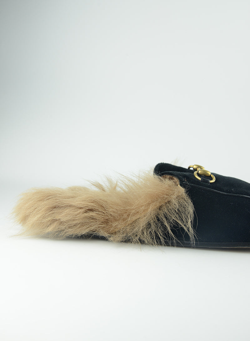 Gucci Sabot Princetown Black Suede Slippers - Size 39 | Luxury Loafers for Women | Perfect for Home, Office & Casual Outings
