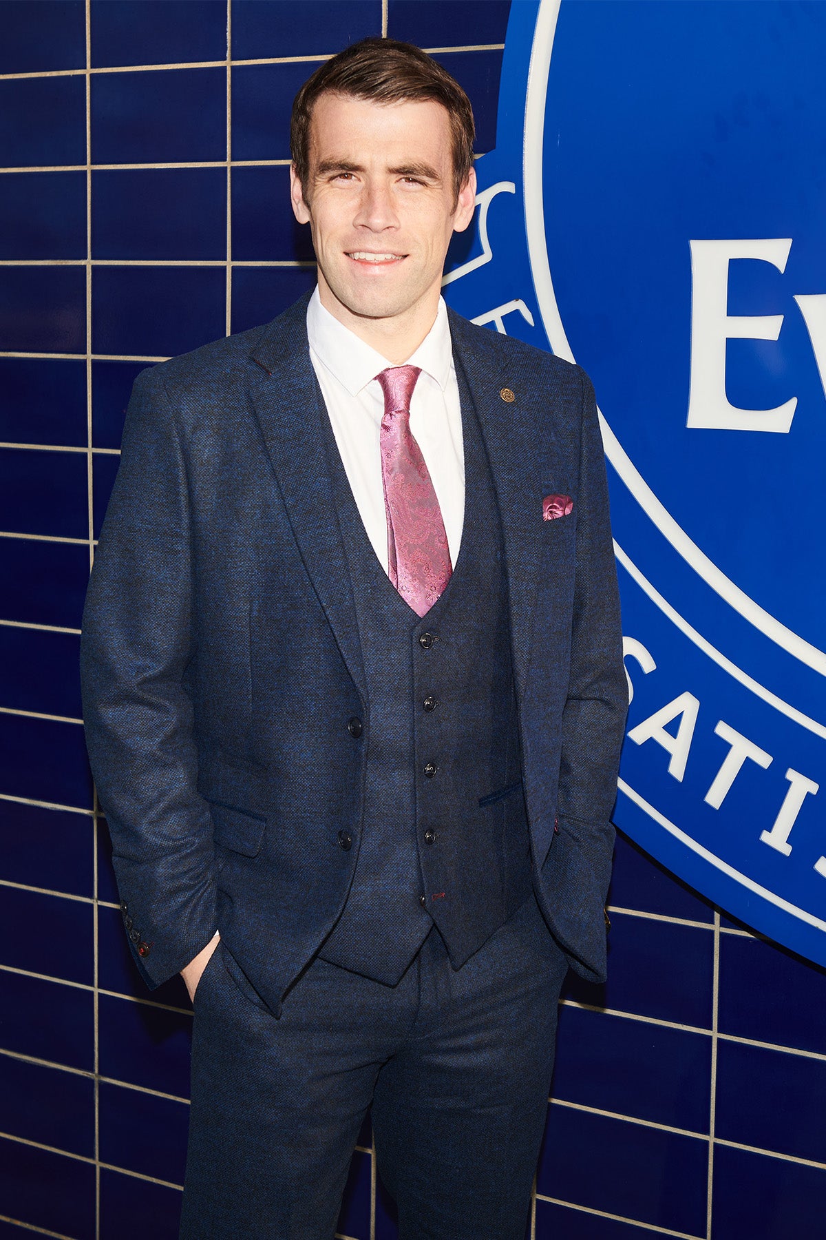 Everton FC Séamus Coleman MARLOW Navy Tweed Suit - Official Licensed Football Jersey for Matchday & Casual Wear