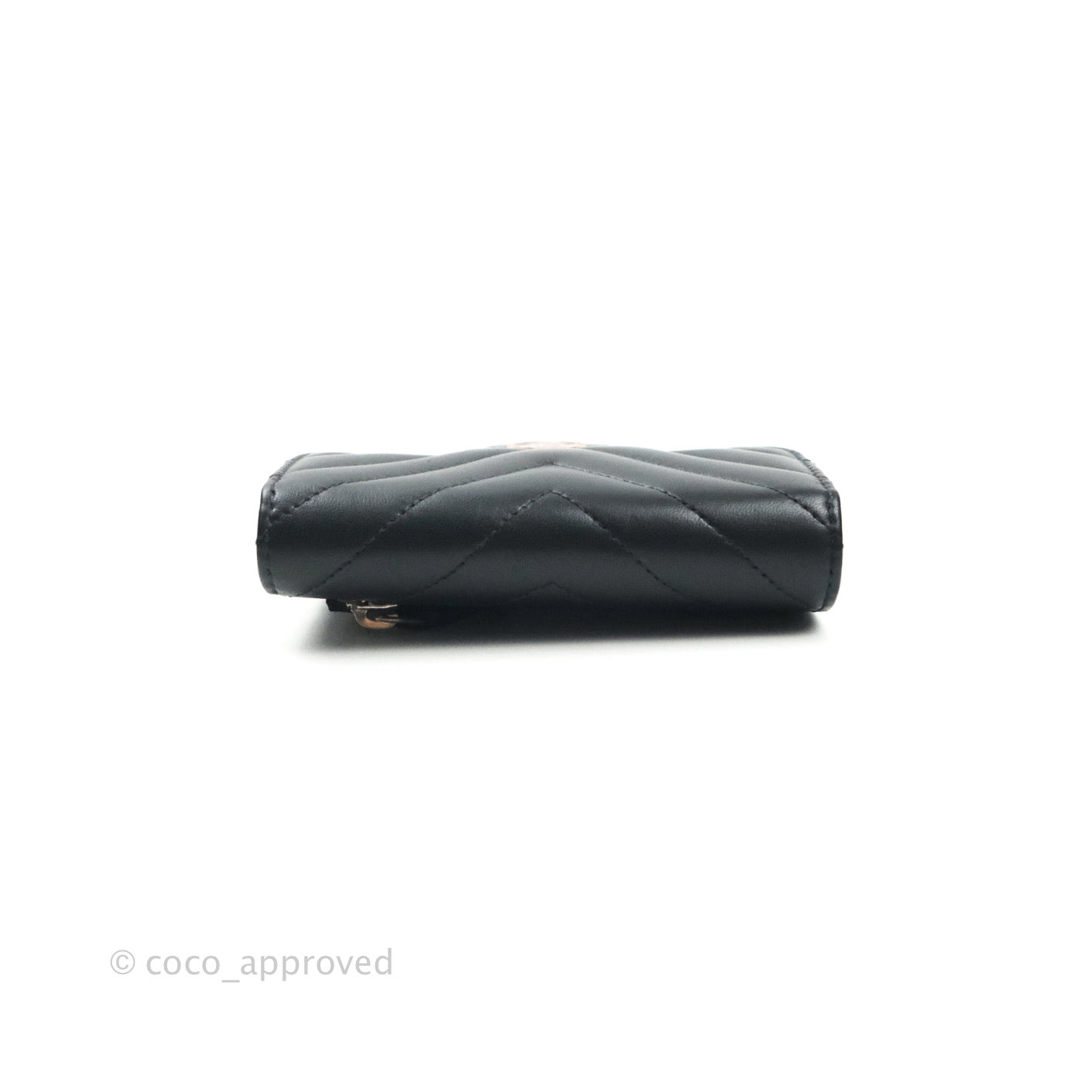 Chanel Chevron Small Compact Wallet - Black Lambskin with Silver Hardware | Luxury Women's Wallet for Everyday Use & Special Occasions